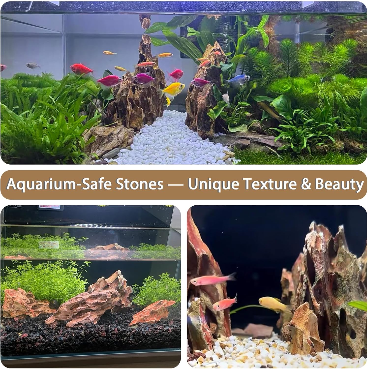 Natural dragon stone aquarium rocks by ChaoLeHo, used as hardscape decor for fish tanks and aquariums.