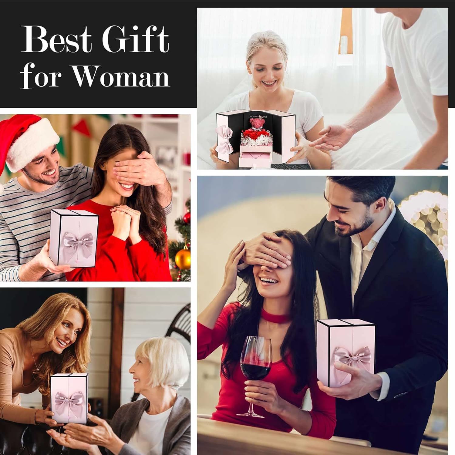 ADDWel Preserved Real Rose with I Love You Necklace in 100 Languages, Eternal Red Rose