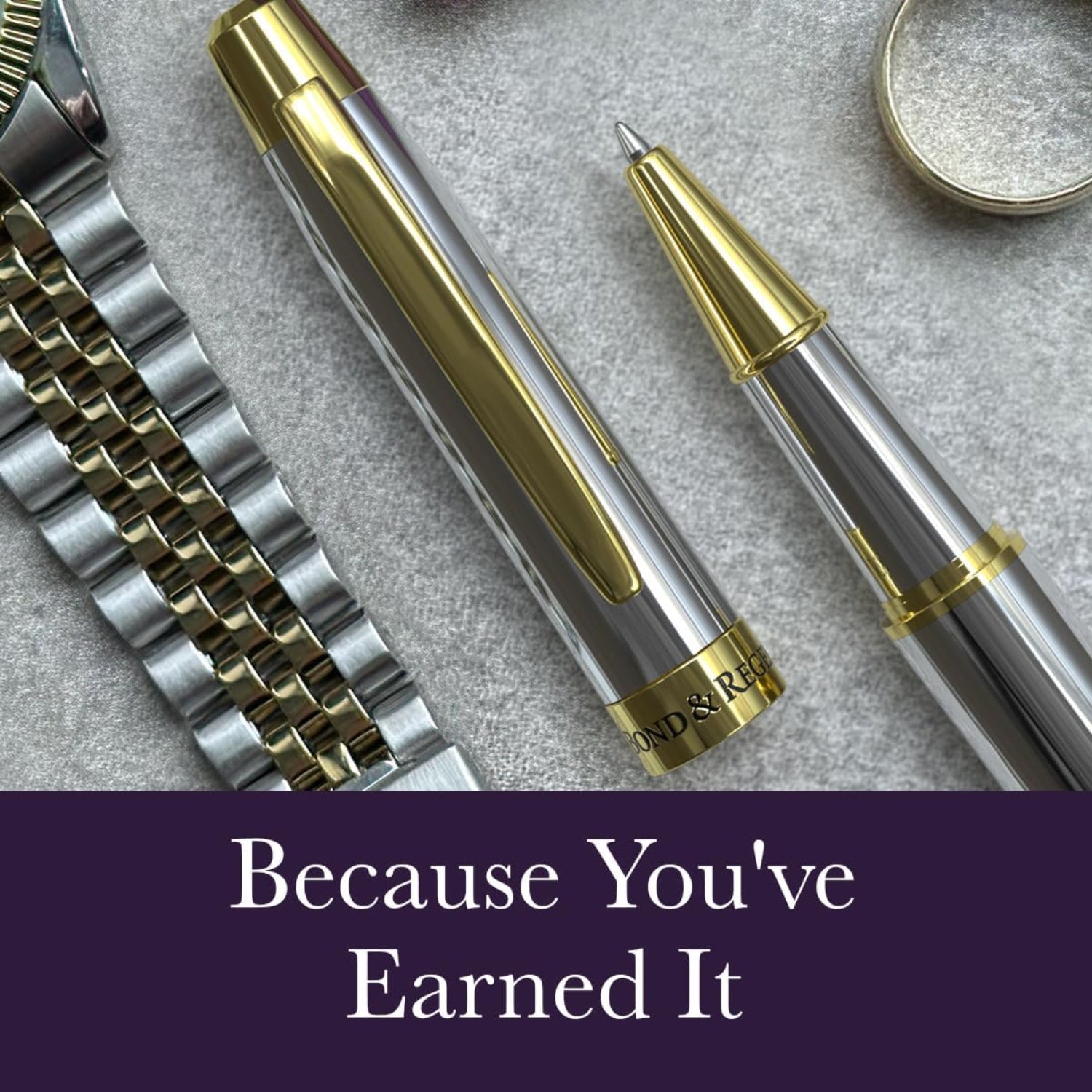 Bond & Regent 24 Karat Gold Luxury Rollerball Pen, Silver Chrome