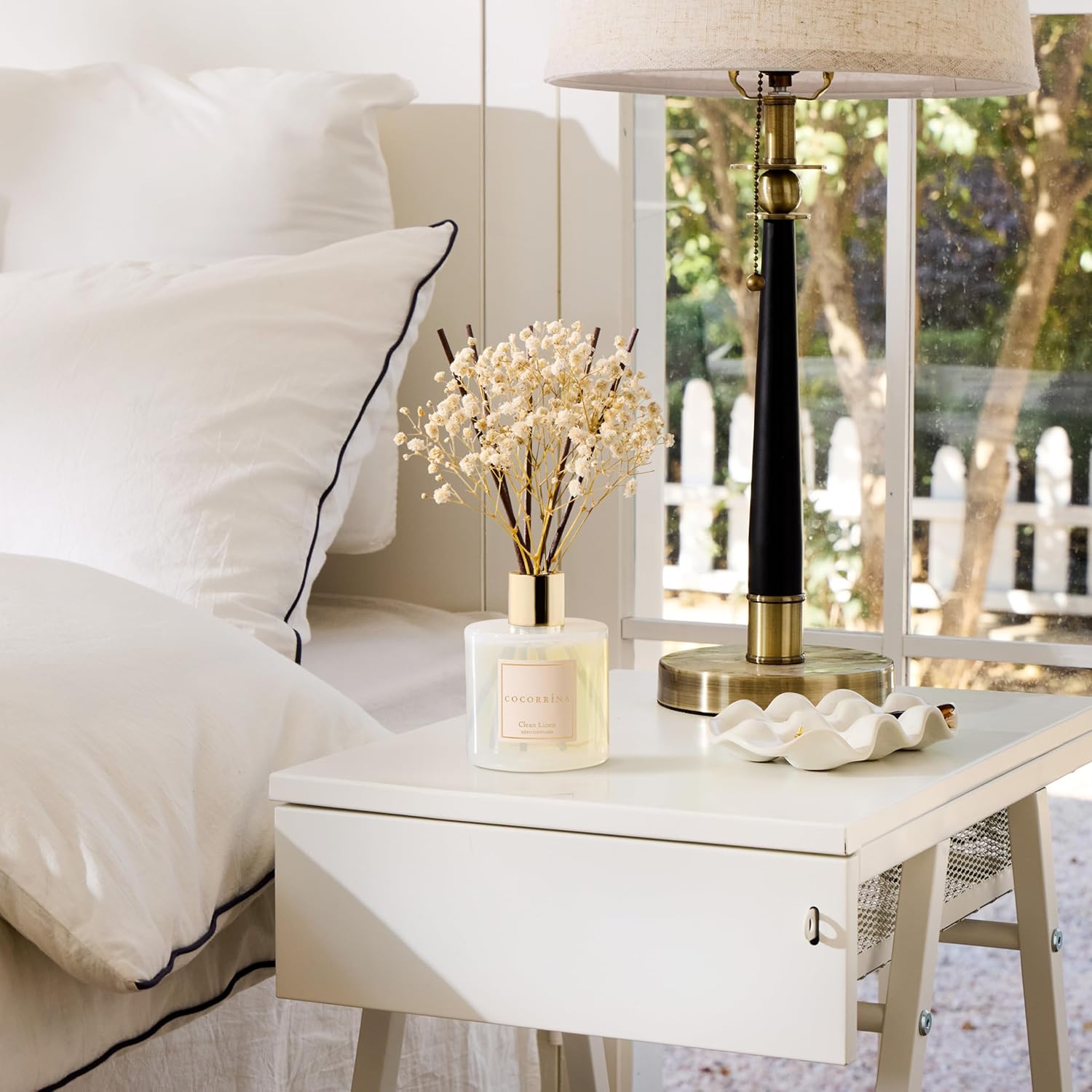 Cocorrína Reed Diffuser Set, Clean Linen 6.7 fl oz Scented Diffuser with Sticks Home