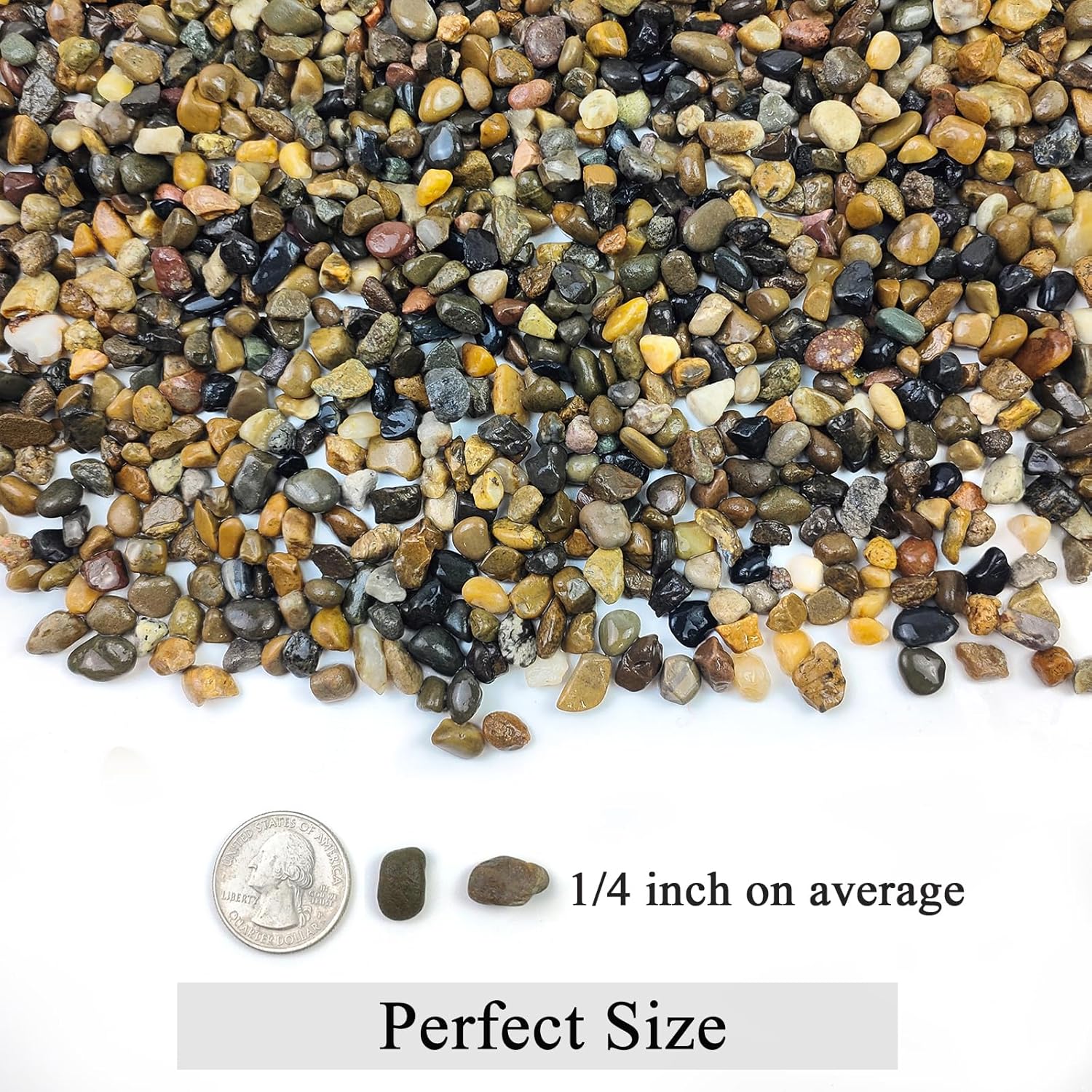 FANTIAN 5 lbs aquarium gravel, pea-sized 1/4 inch decorative river rocks for fish tanks, natural stone substrate.