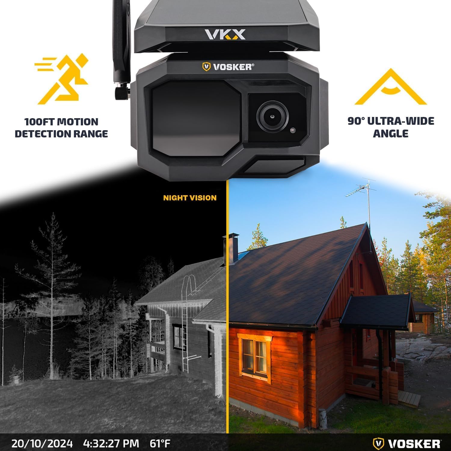Vosker VKX Solar Powered 4G-LTE Outdoor Cellular Security Camera - No WiFi Needed