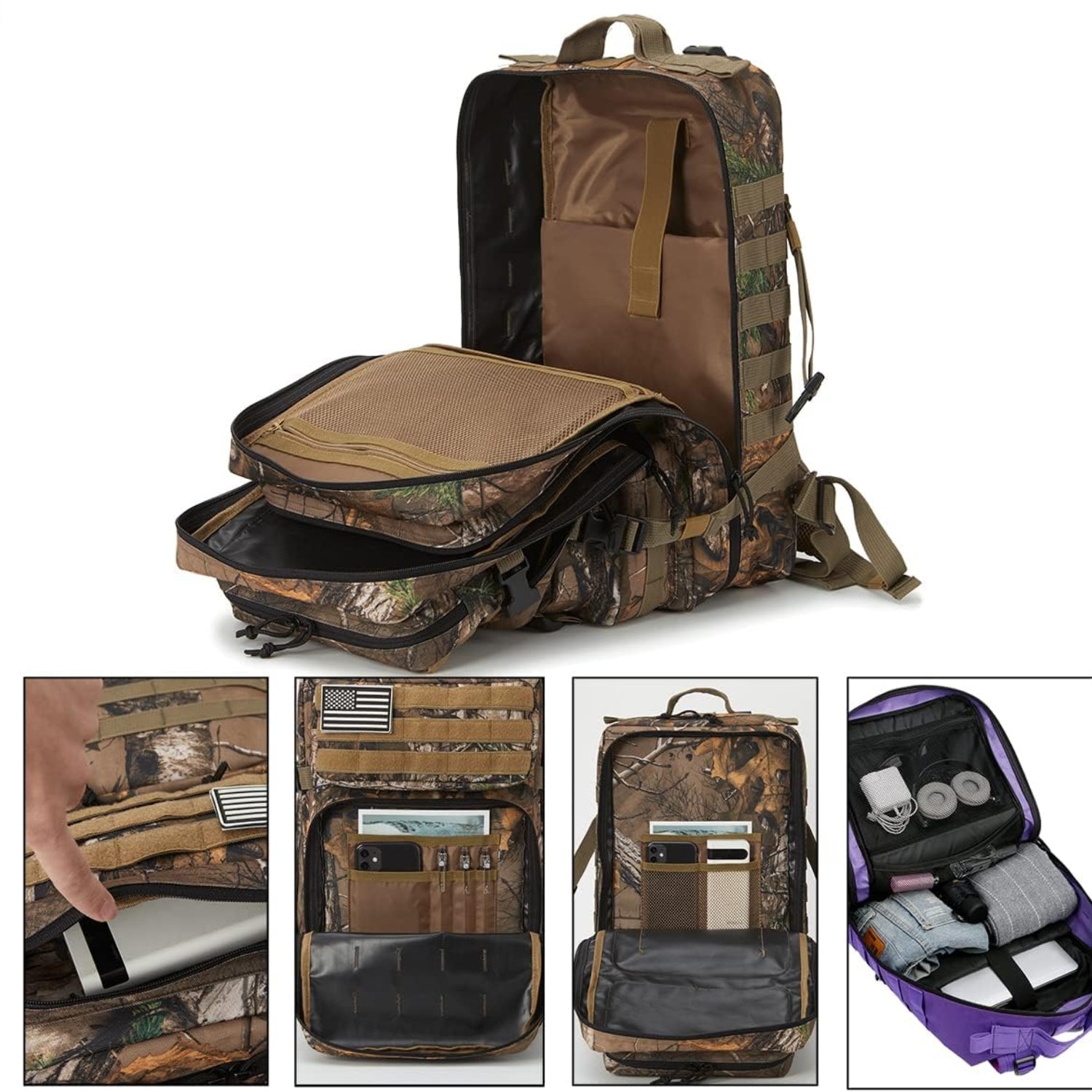 QT&QY 45L military tactical backpack with molle system, army assault pack for 3-day bug out or outdoor adventures.