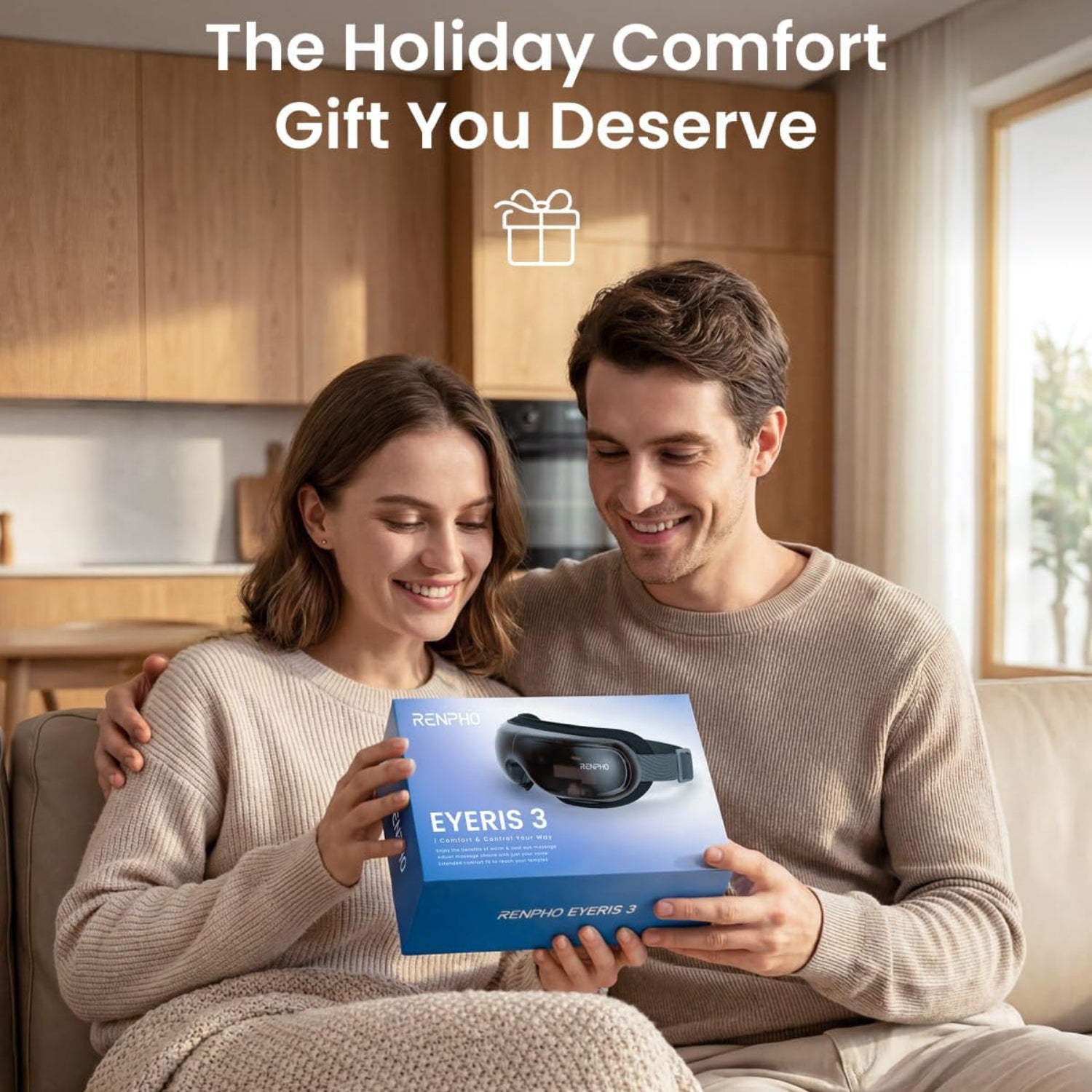RENPHO Eyeris 3 eye massager with heat and cooling features, shown with control buttons and ergonomic design for soothing eye relief.