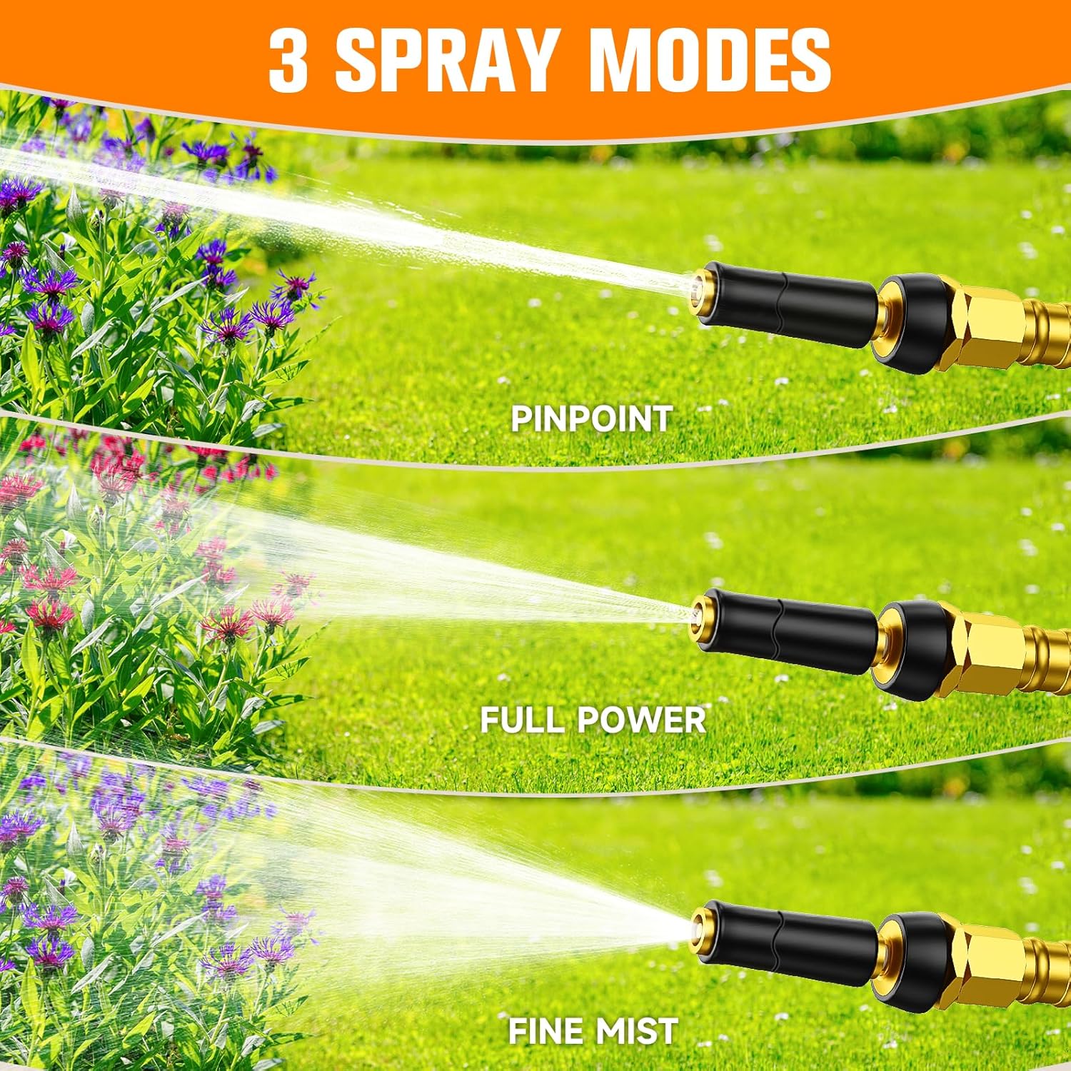 Rosy Earth 100 ft expandable garden hose with stainless steel fittings, flexible, kink-free, heavy-duty water hose for gardening and outdoor use