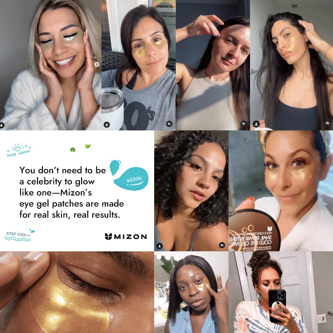 MIZON Under Eye Patches for Puffy Eyes & Dark Circles, 24K Gold & Snail Mucin