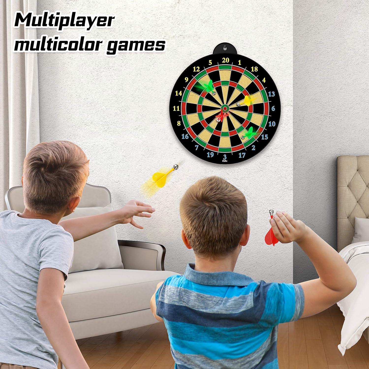 CUKU magnetic dart board with 12 colorful magnetic darts for indoor game and party fun, ideal for kids and family entertainment.