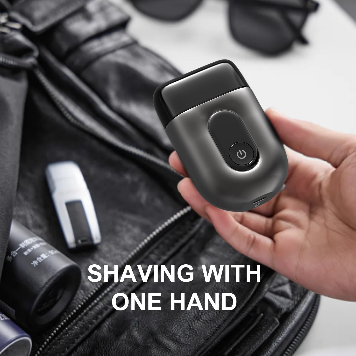 Fangaci electric foil shaver for men with a compact design and large LED display, showcasing the razor's head and sleek handle.