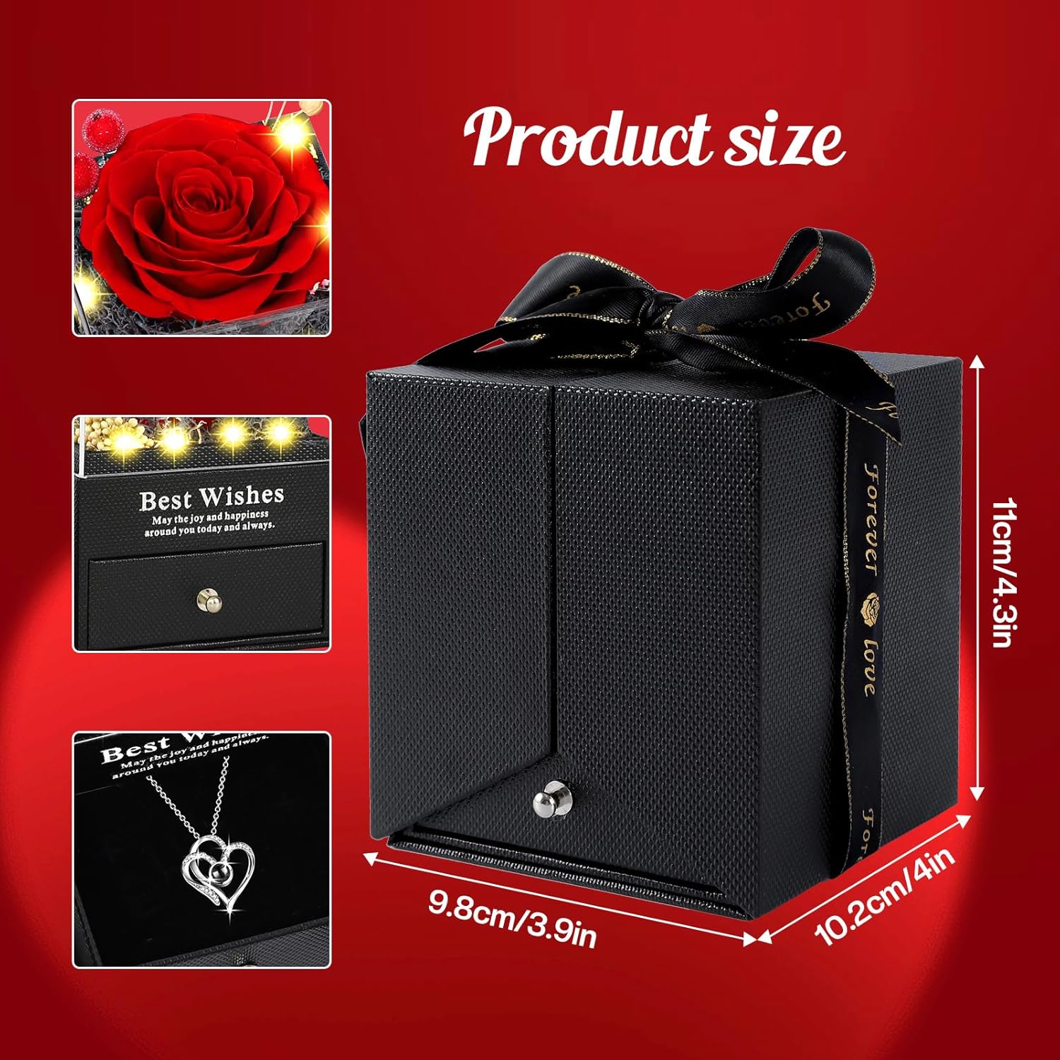Pasuvsigt preserved real rose gift for Valentine’s Day with I Love You heart, perfect romantic gift for her.