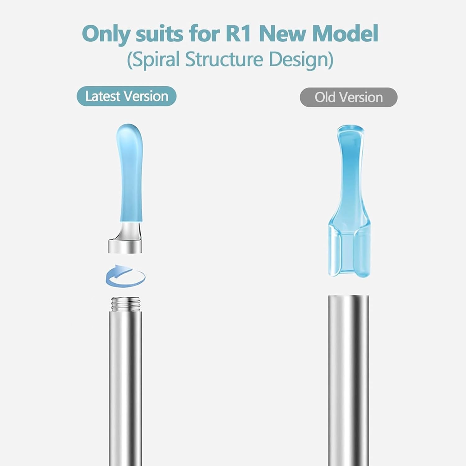 Six replacement tips for bebirdpromax ear wax removal tools, suitable for wet and dry earwax cleaning.