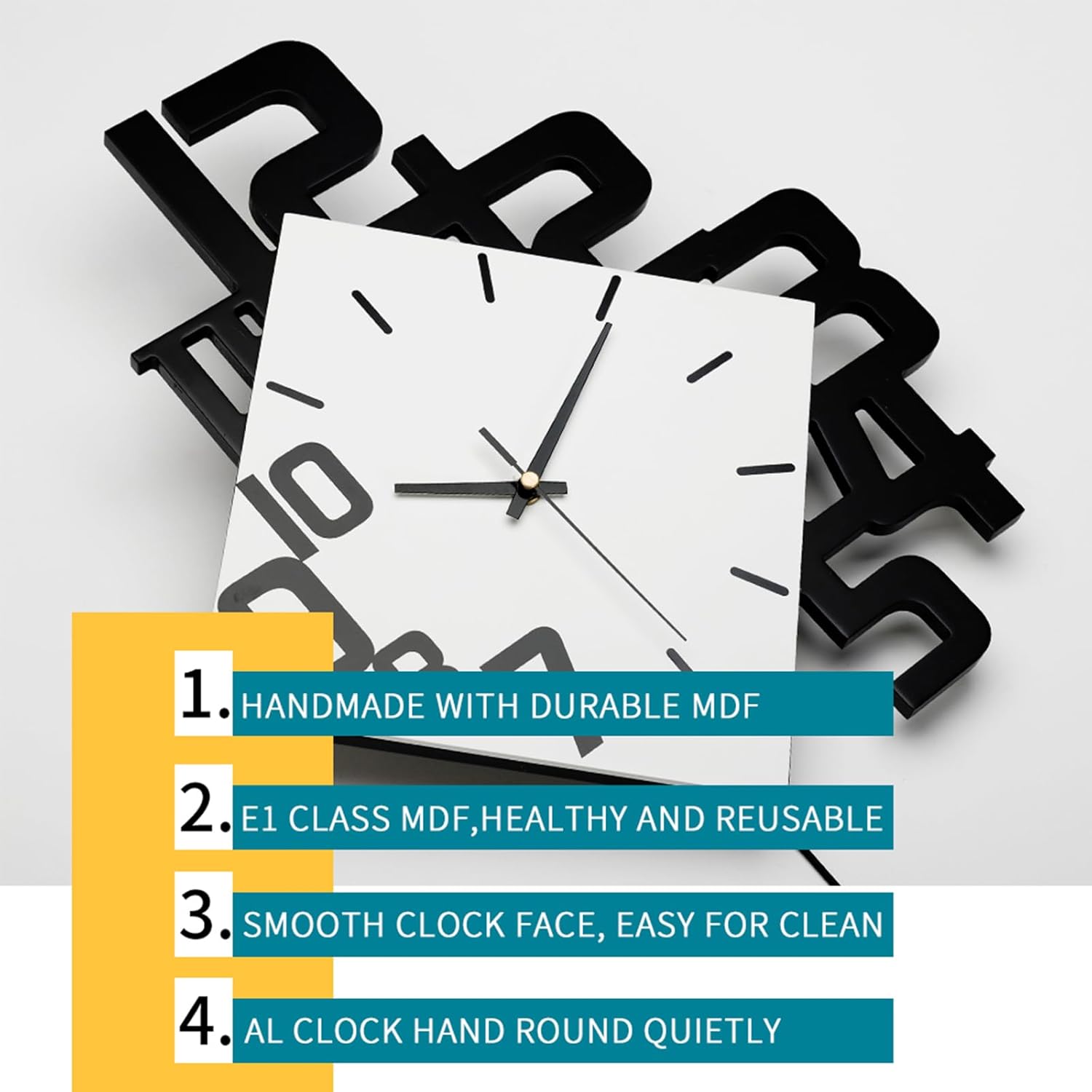 FLEBLE modern large wall clock with silent pendulum, suitable for living room decor, featuring a sleek contemporary design.