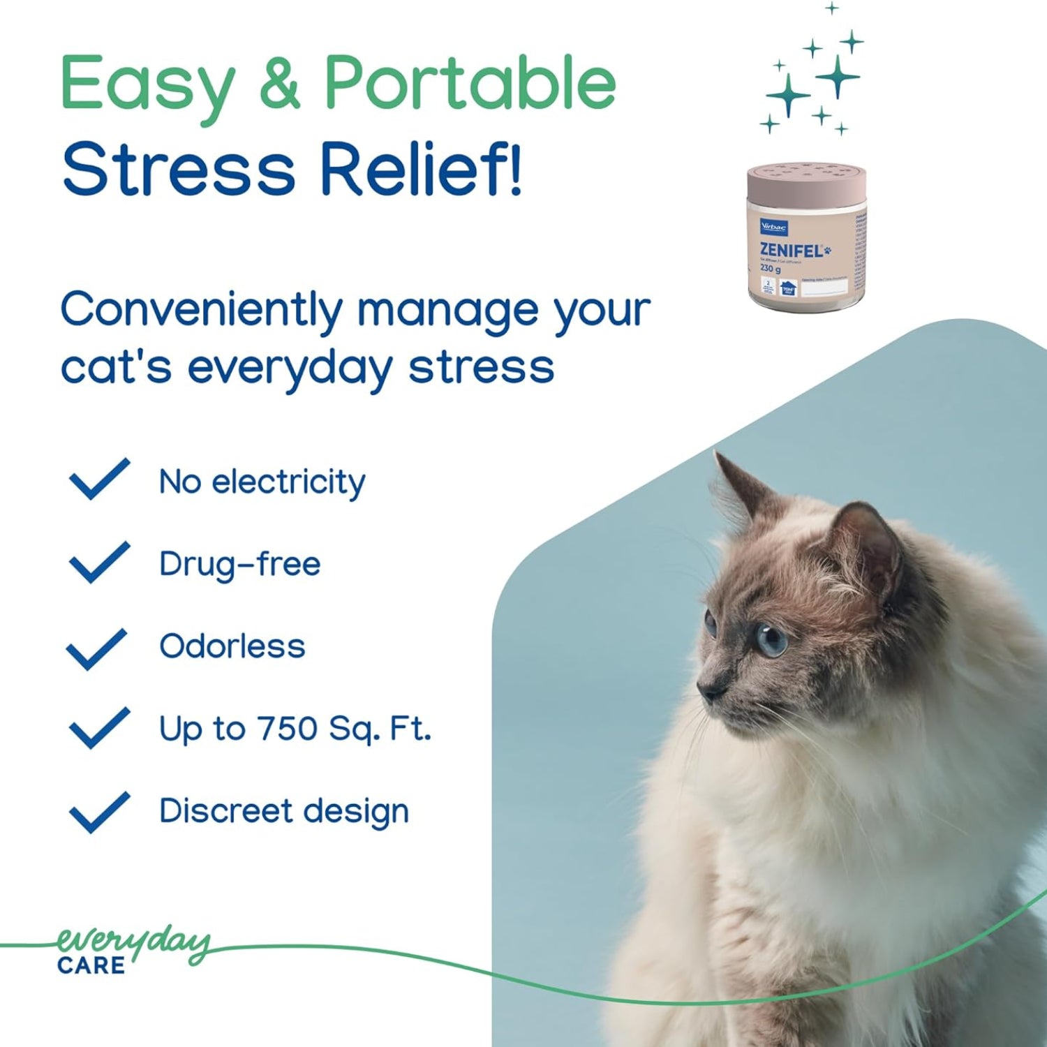 Virbac ZENIFEL™ Gel Diffuser for dogs, showing the diffuser device and packaging, designed to help manage stress-related behaviors.