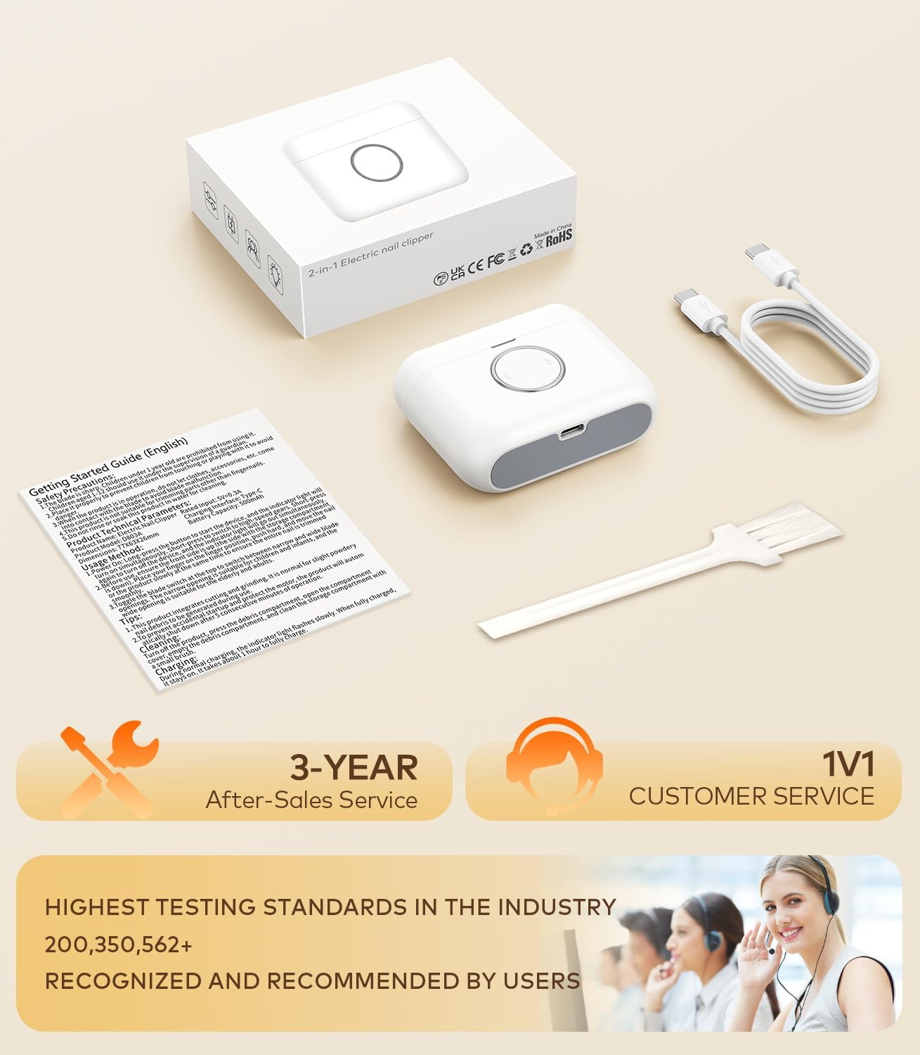 Electric Nail Clipper for Family Care【Precision Dual-Blade Trimming