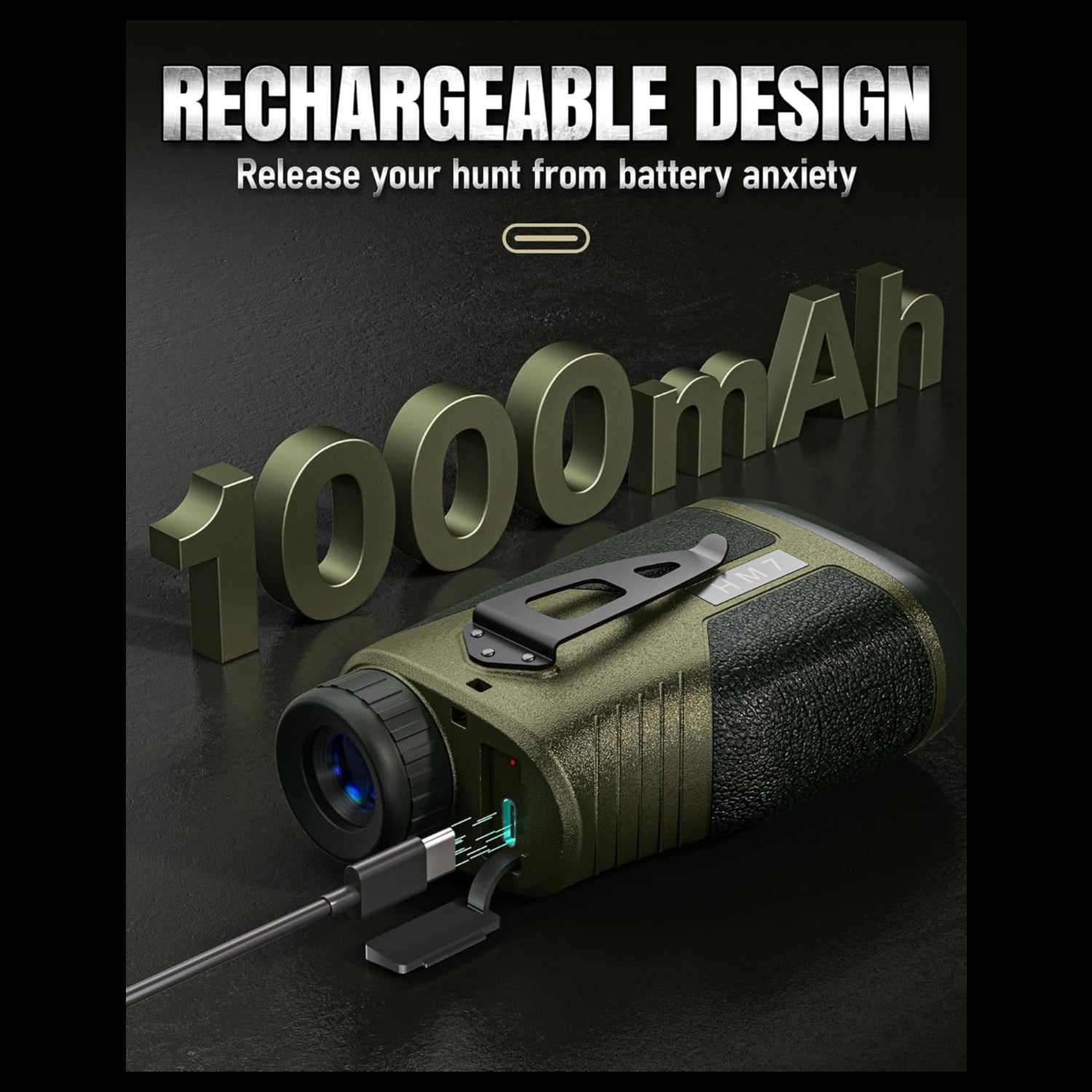 TAKENJOY 1200Y hunting rangefinder with 7X magnification, waterproof laser device for accurate distance measurement for hunting.