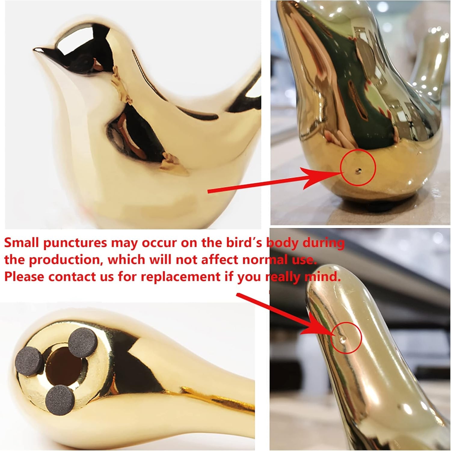 Gold FANTESTICRYAN small bird statues for modern home decor, showcasing detailed bird figures on a neutral surface.