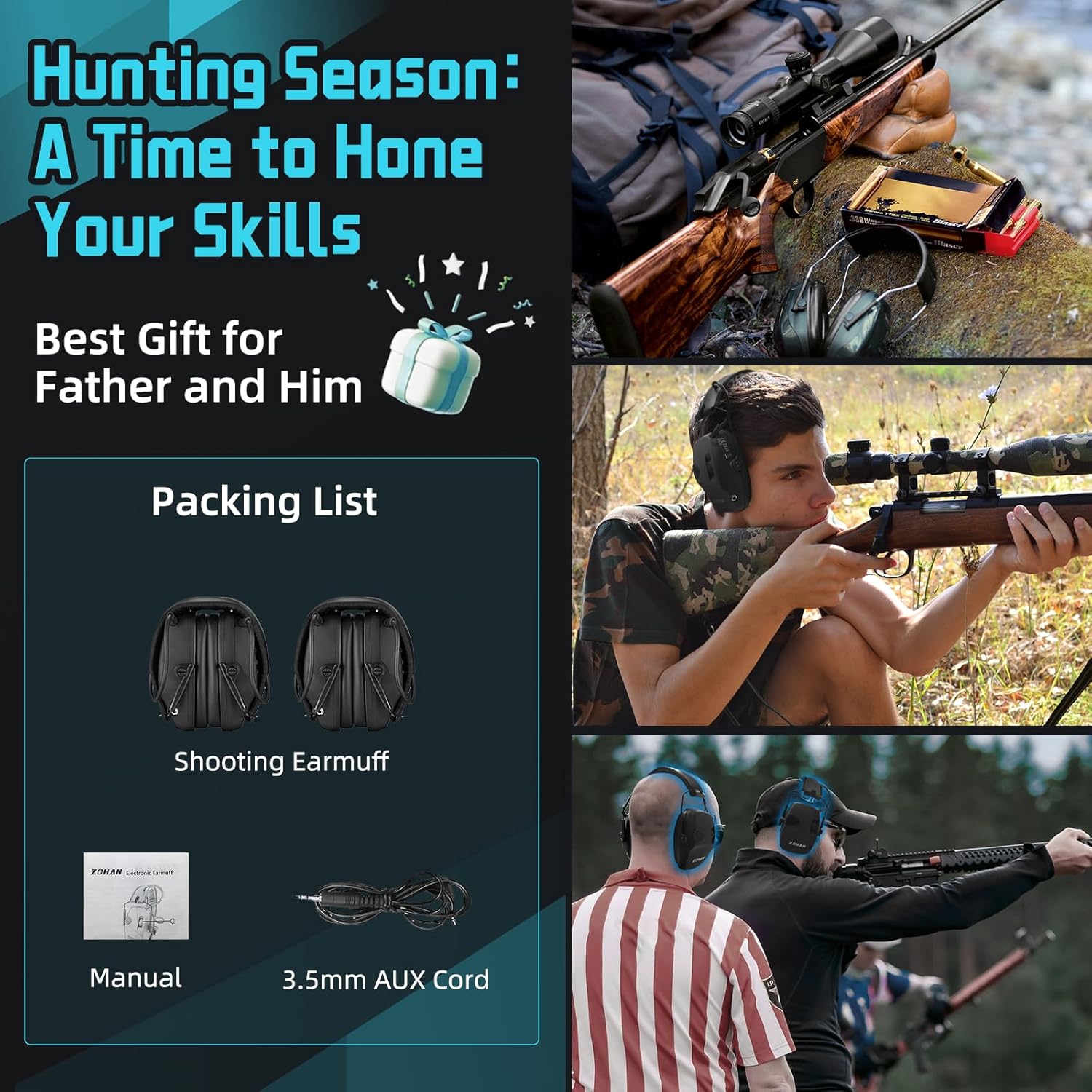 ZOHAN EM054 Electronic Ear Protection for Shooting Range