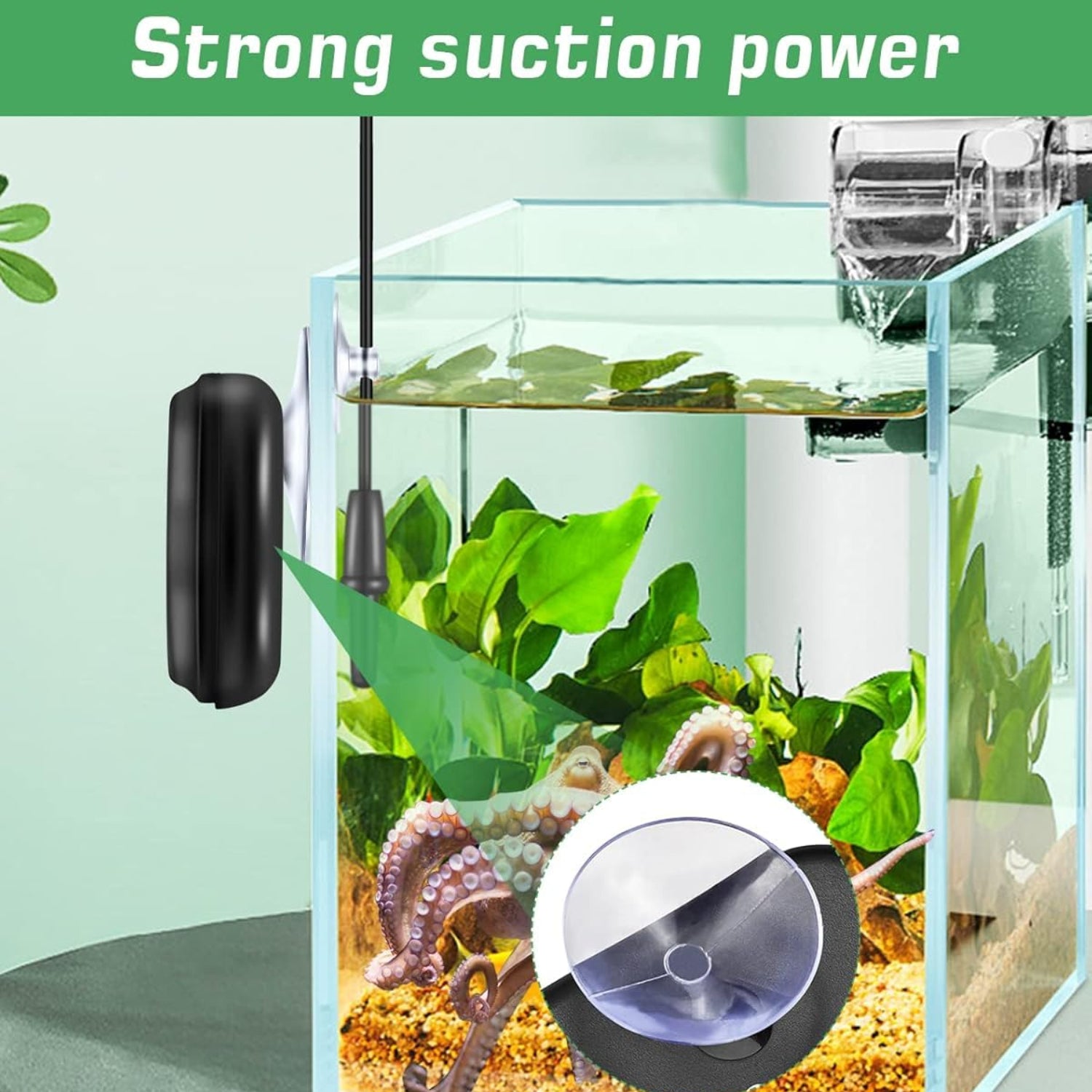 Zacro Petbank LCD digital aquarium thermometer showing water temperature in fish tank with clear display and control buttons.