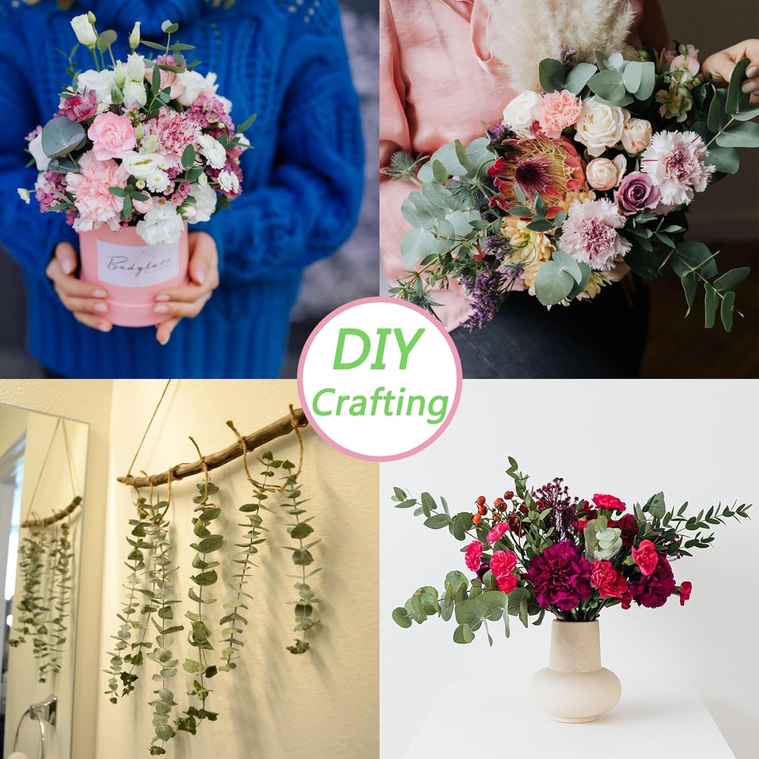 10 Pcs Dried Eucalyptus Stems 17" Real Eucalyptus for Shower Hanging 100% Made