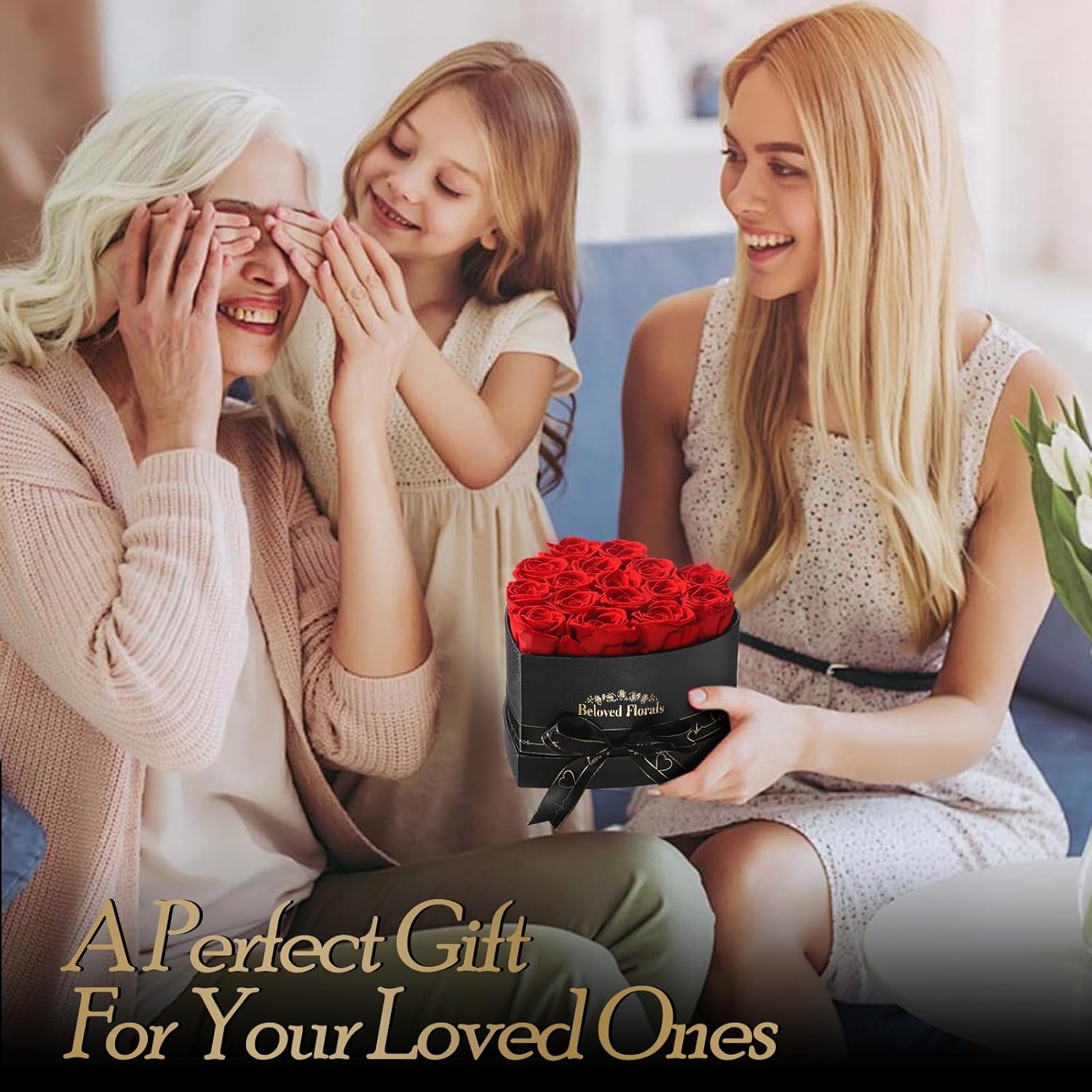 16 Preserved Flowers Rose in a Box, Gifts for Women Mom Her Wife on Mothers Day Valentines Birthday Christmas Anniversary Romantic(Red)