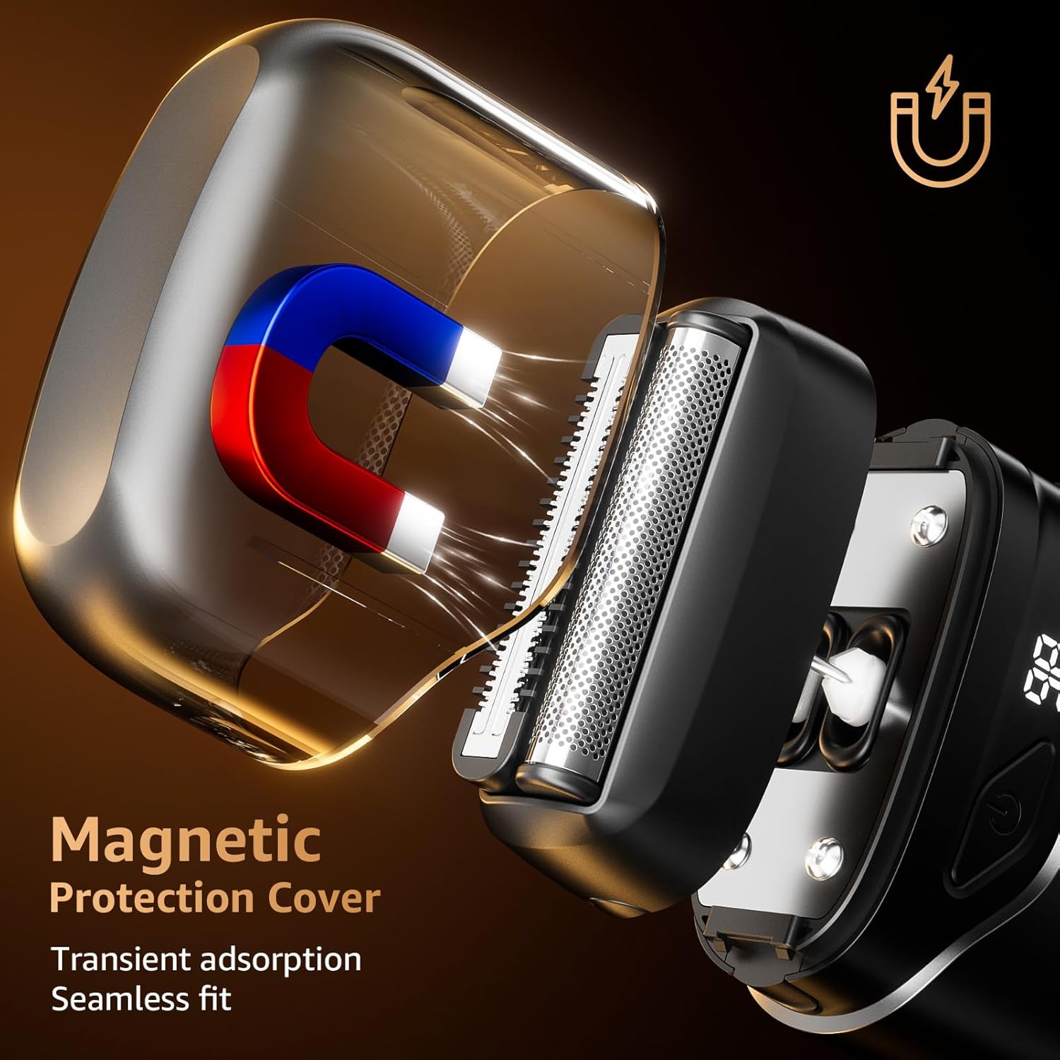 Mbzoey electric foil shaver for men, mini cordless waterproof razor for face grooming, with a sleek design and IPX7 waterproof feature.