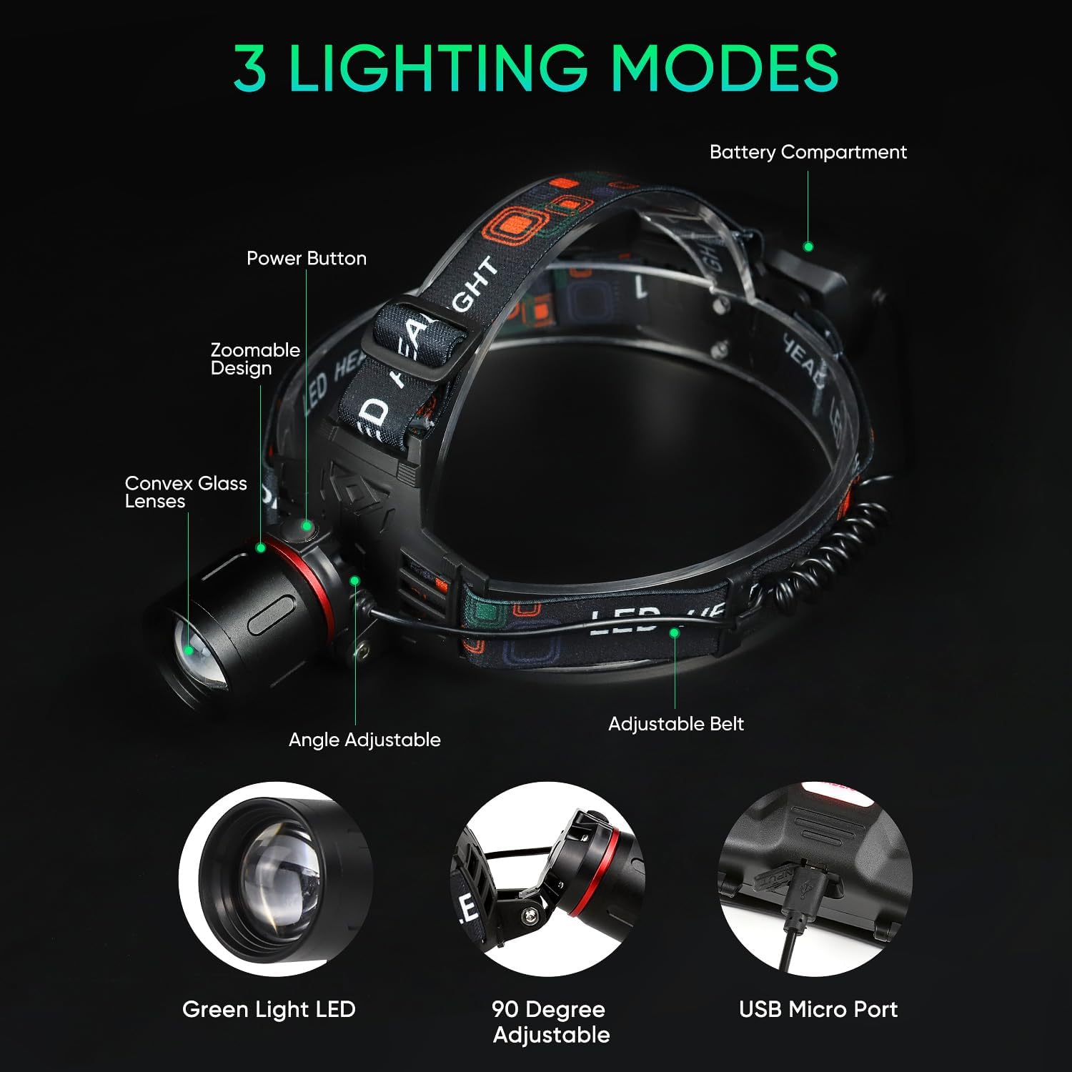 WINDFIRE Green Light Headlamp Rechargeable Green Light Headlight for Hunting