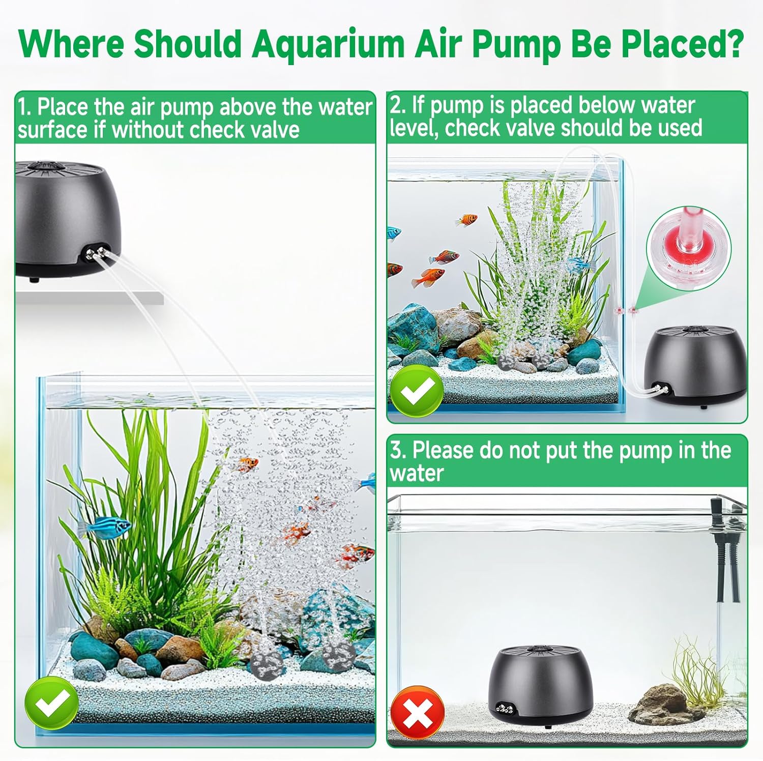 hygger Quiet Adjustable Aquarium Air Pump, 5W/8W Dual Output Fish Tank