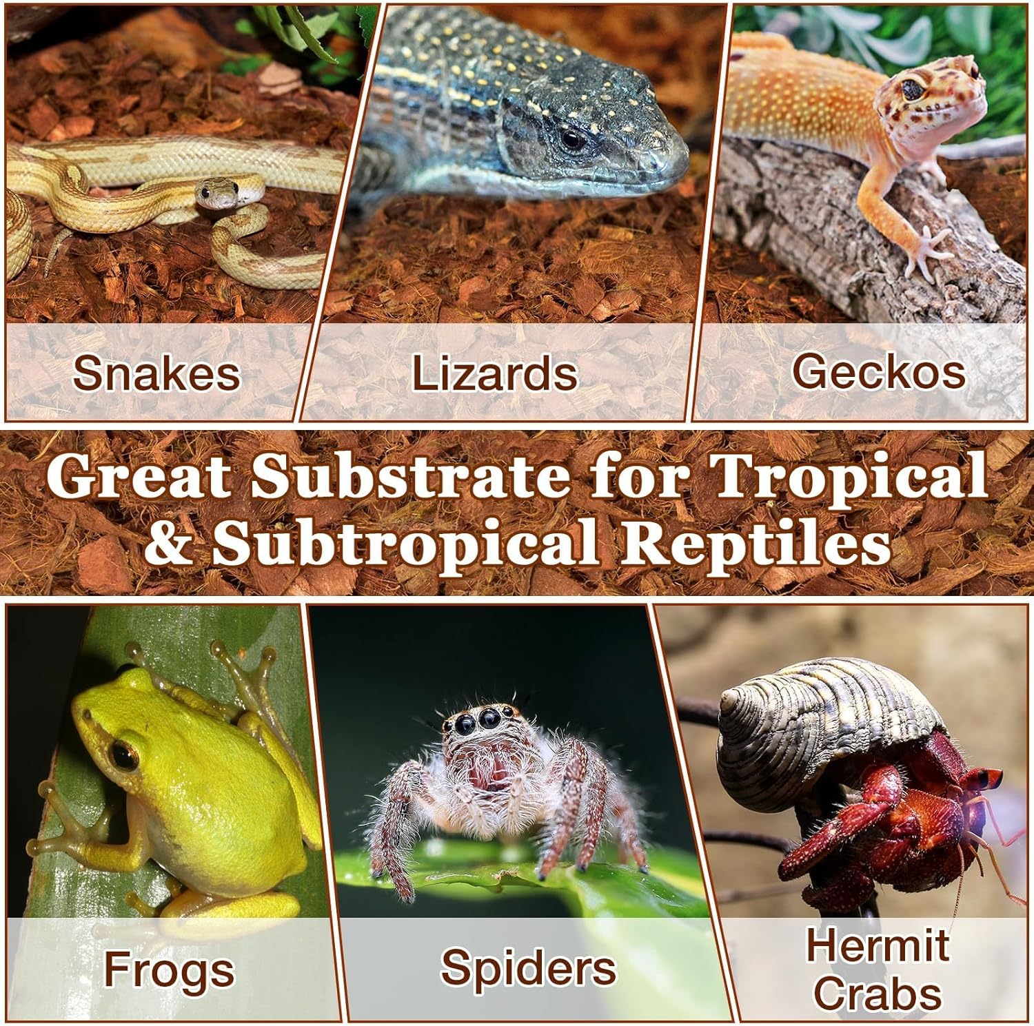 Halatool 10 LB Coconut Chips Substrate for Reptile, 72QT Natural Coconut