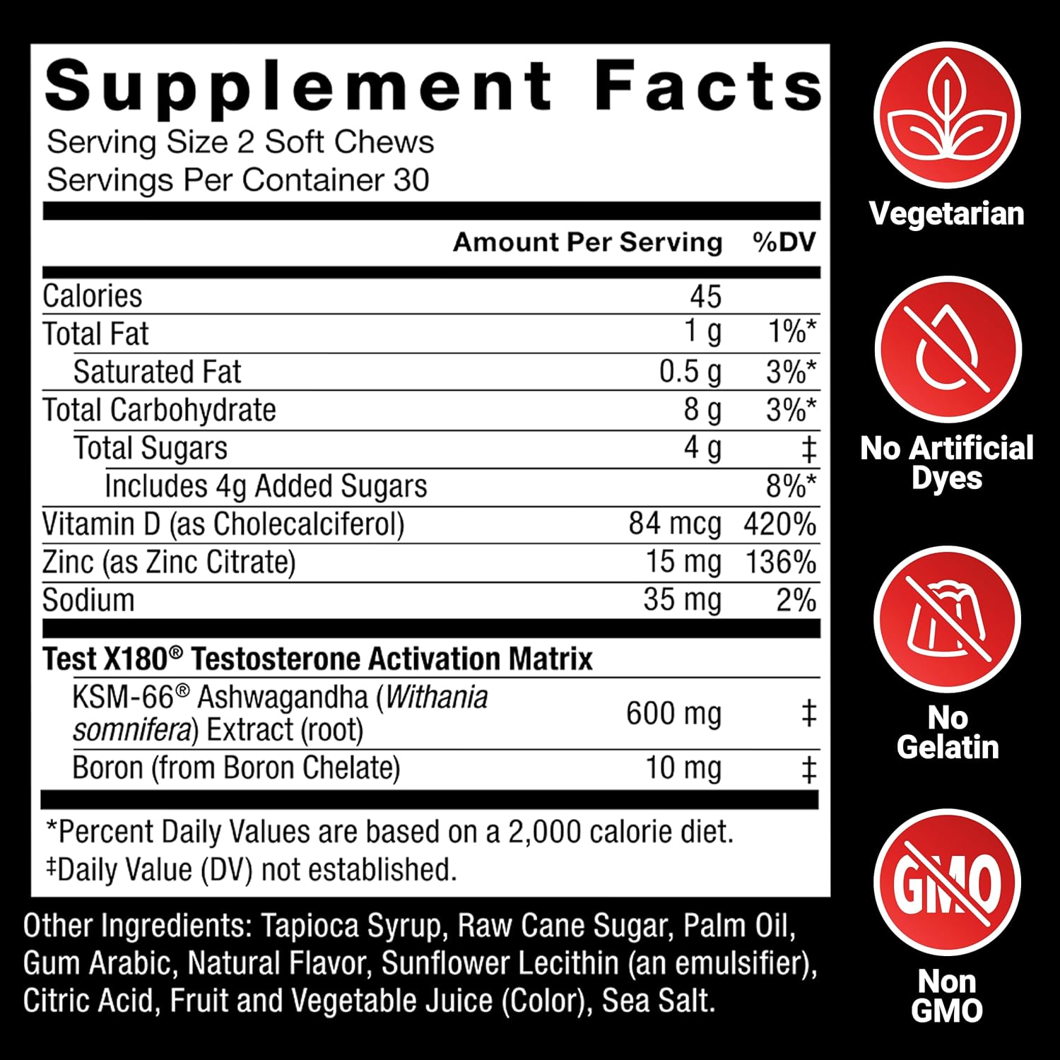 Force Factor Test X180 testosterone support supplement bottle with KSM-66 clinically studied ingredient for men's health.