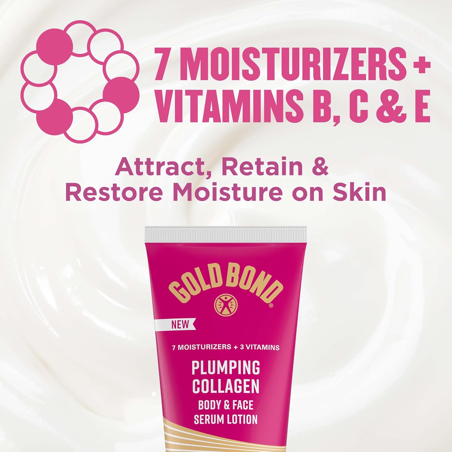 Gold Bond Plumping Collagen Body and Face Serum Lotion, Lightweight Hydrating