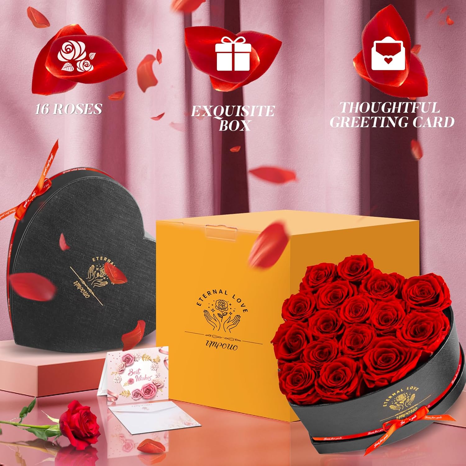 16-Piece Preserved Rose Birthday Gifts for Women, Eternal Rose Preserved Flowers