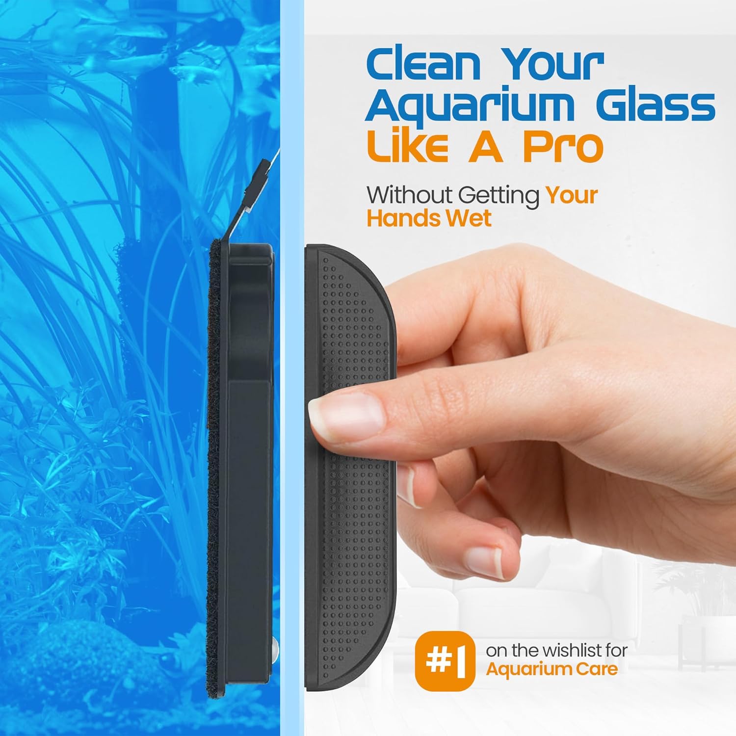 FLIPPER Float Standard Magnetic Aquarium Cleaner 2-in-1 Flip Scrubber showing its magnetic cleaning tool and scrubbing pad for aquariums.