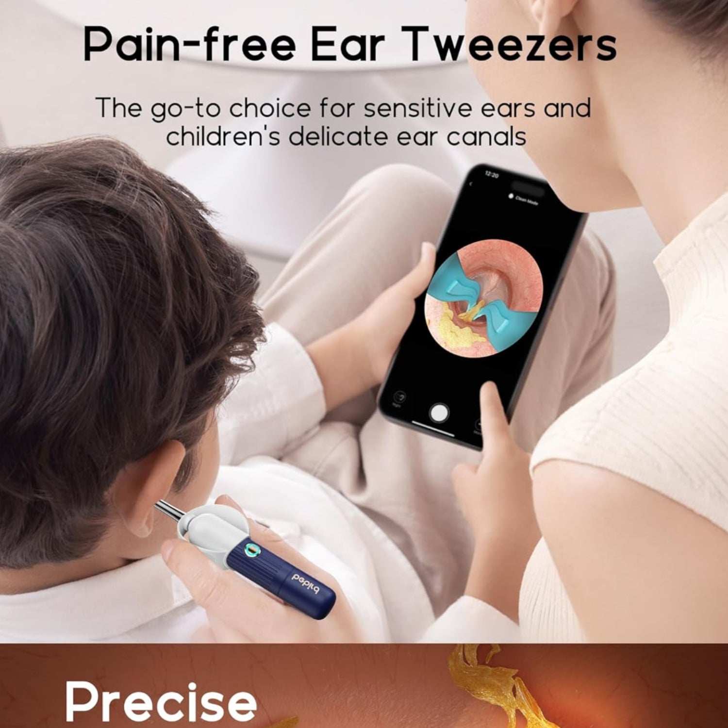 bebirdpromax Earsight Plus I35R ear wax removal tool with camera, showing the smart visual ear cleaner and its compact design