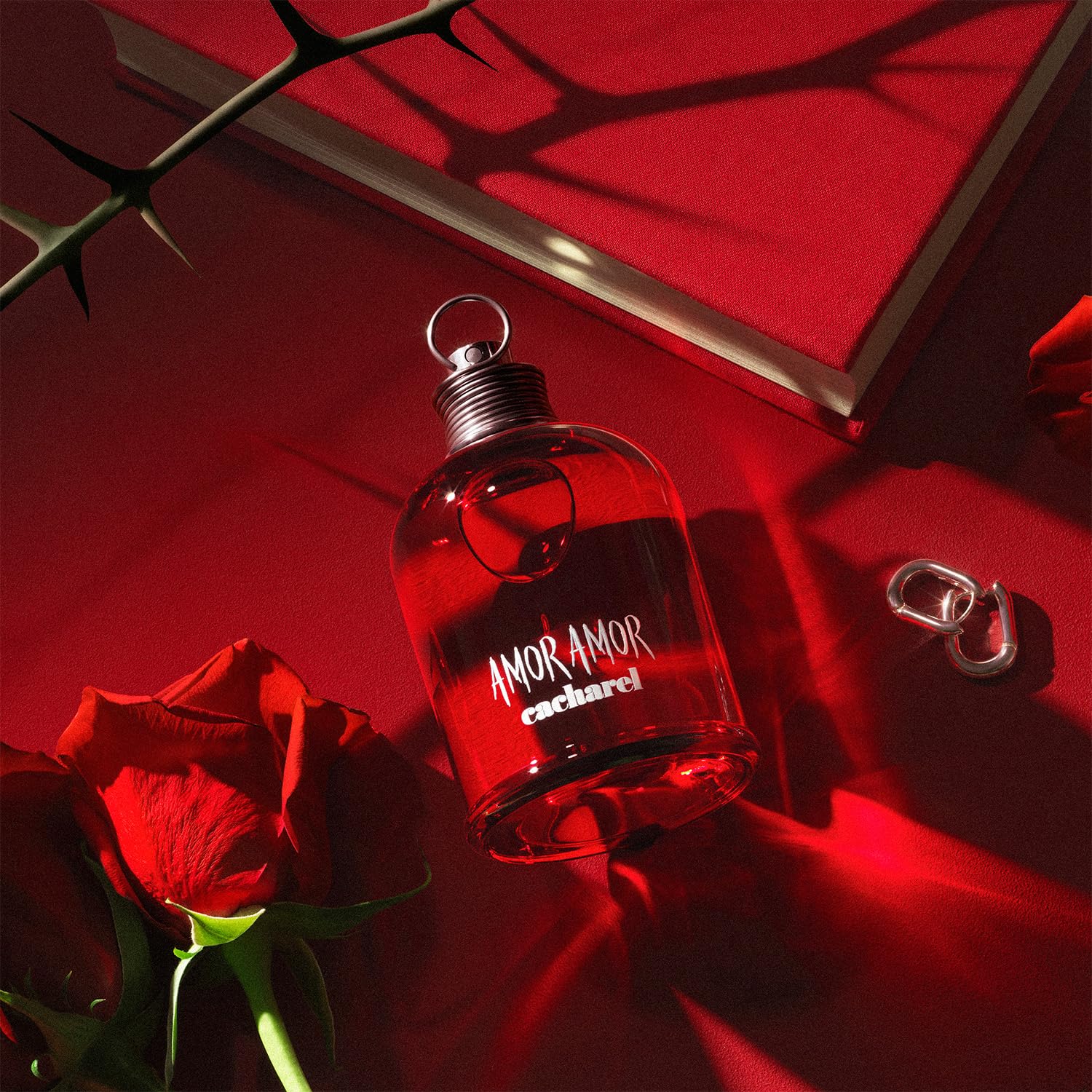 Elefair Cacharel Amor Amor Eau de Toilette for women, featuring fruity scent with vanilla notes in a elegant perfume bottle.