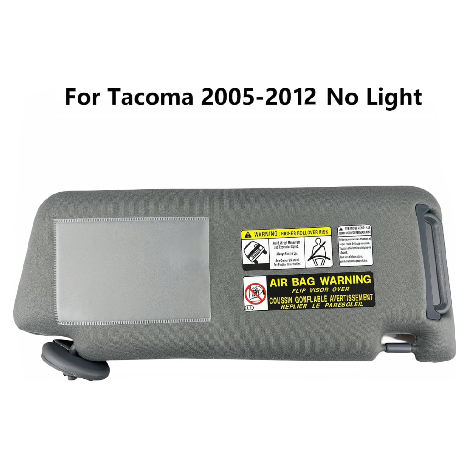 GlymXia sun visor with clips for 2005-2015 Toyota Tacoma, driver and passenger side, showing the visor and clip attachment.