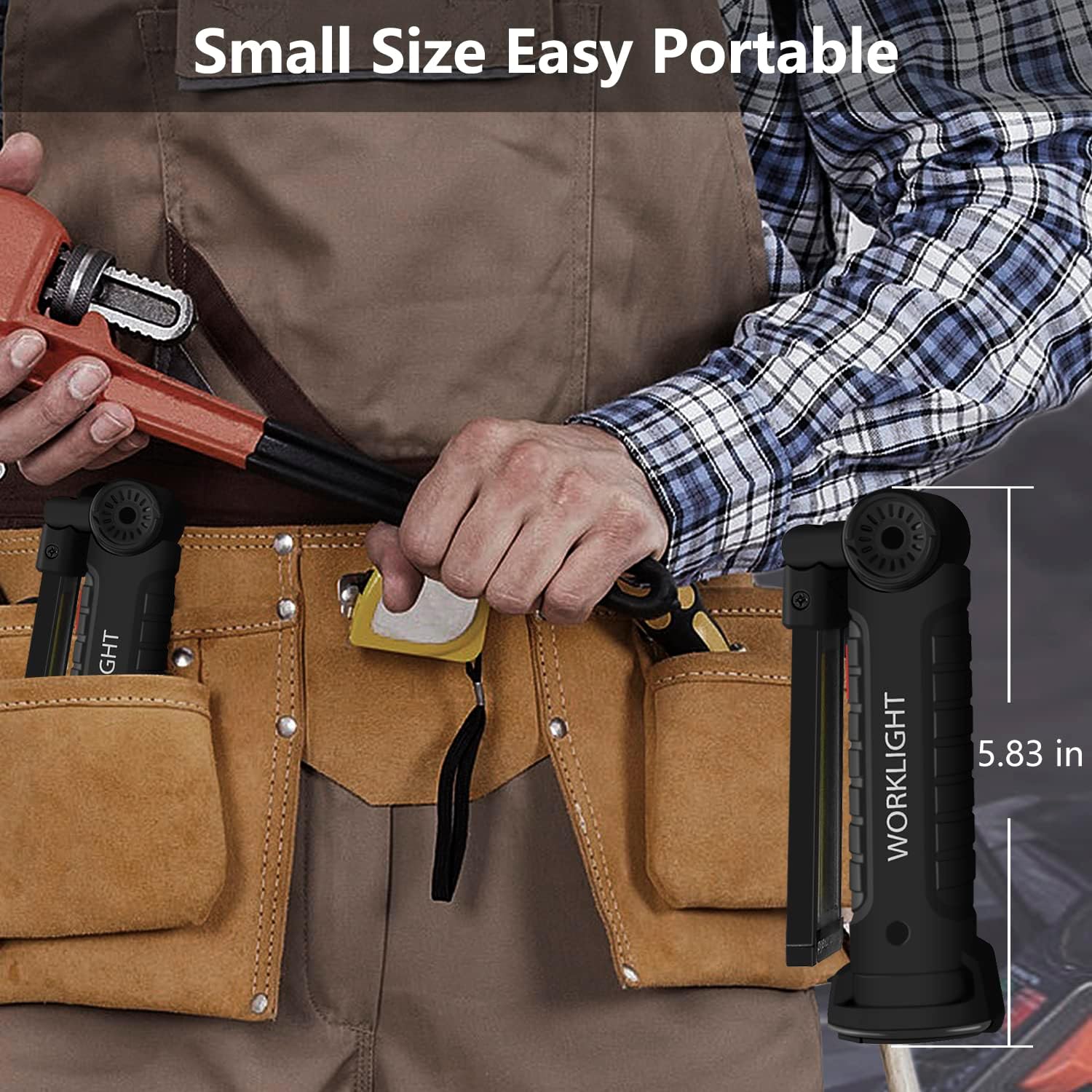 NODINIHU portable working light with rechargeable battery, magnetic base, and hanging hook for versatile task illumination.
