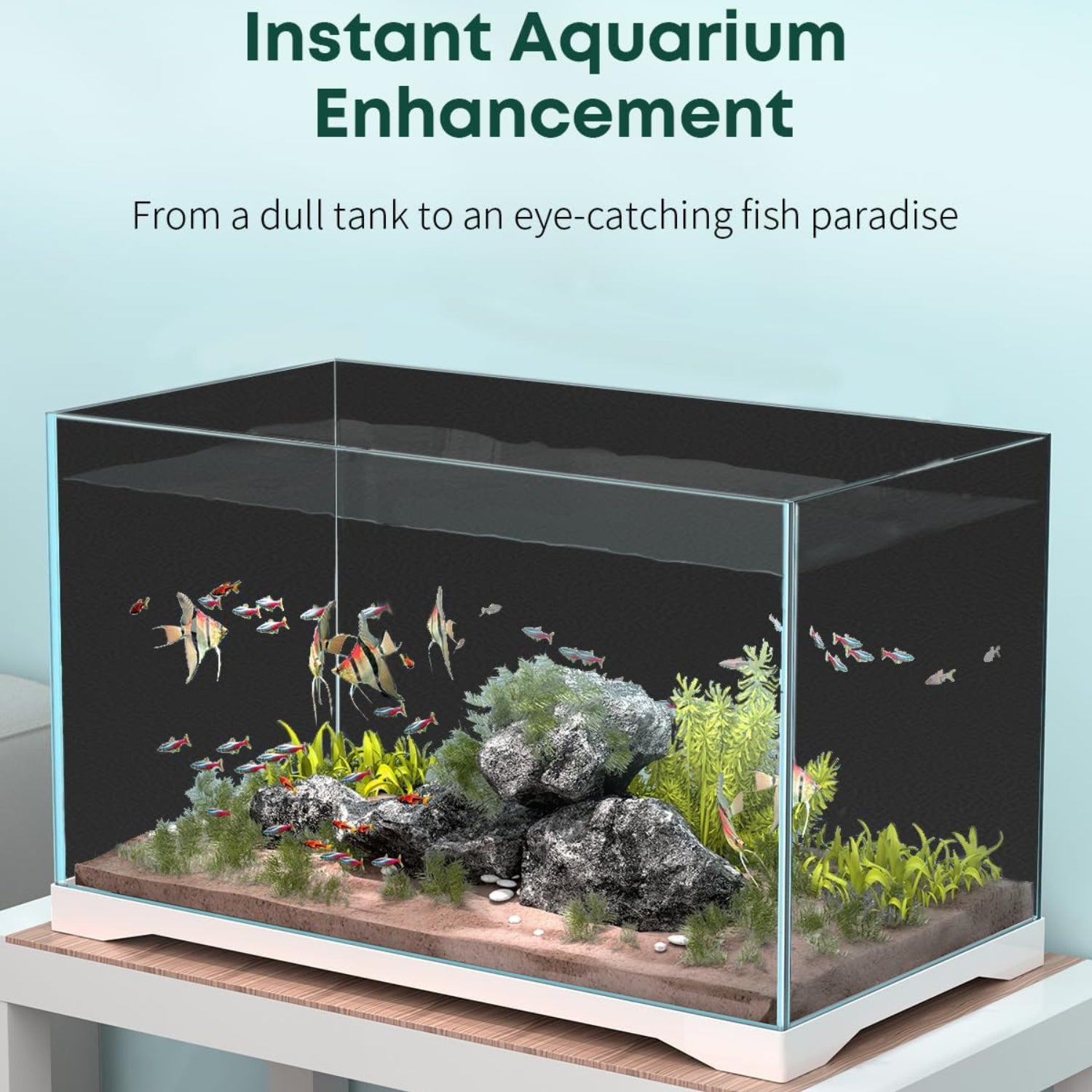 Pawfly Black Aquarium Background, 25.2" x 11.8", Static Cling Tank