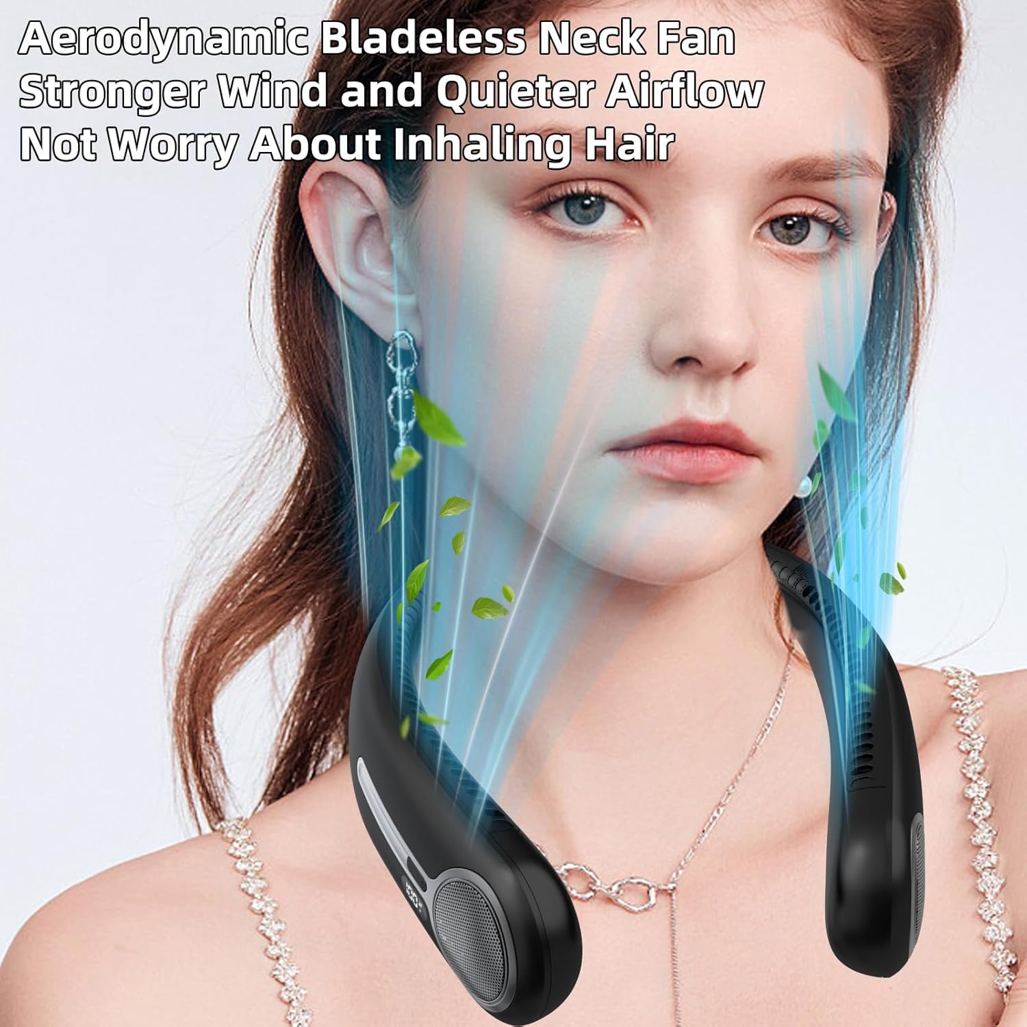 Portable Neck Fan,Hands Free Personal Wearable Bladeless Fan,6000mAh USB Rechargeable