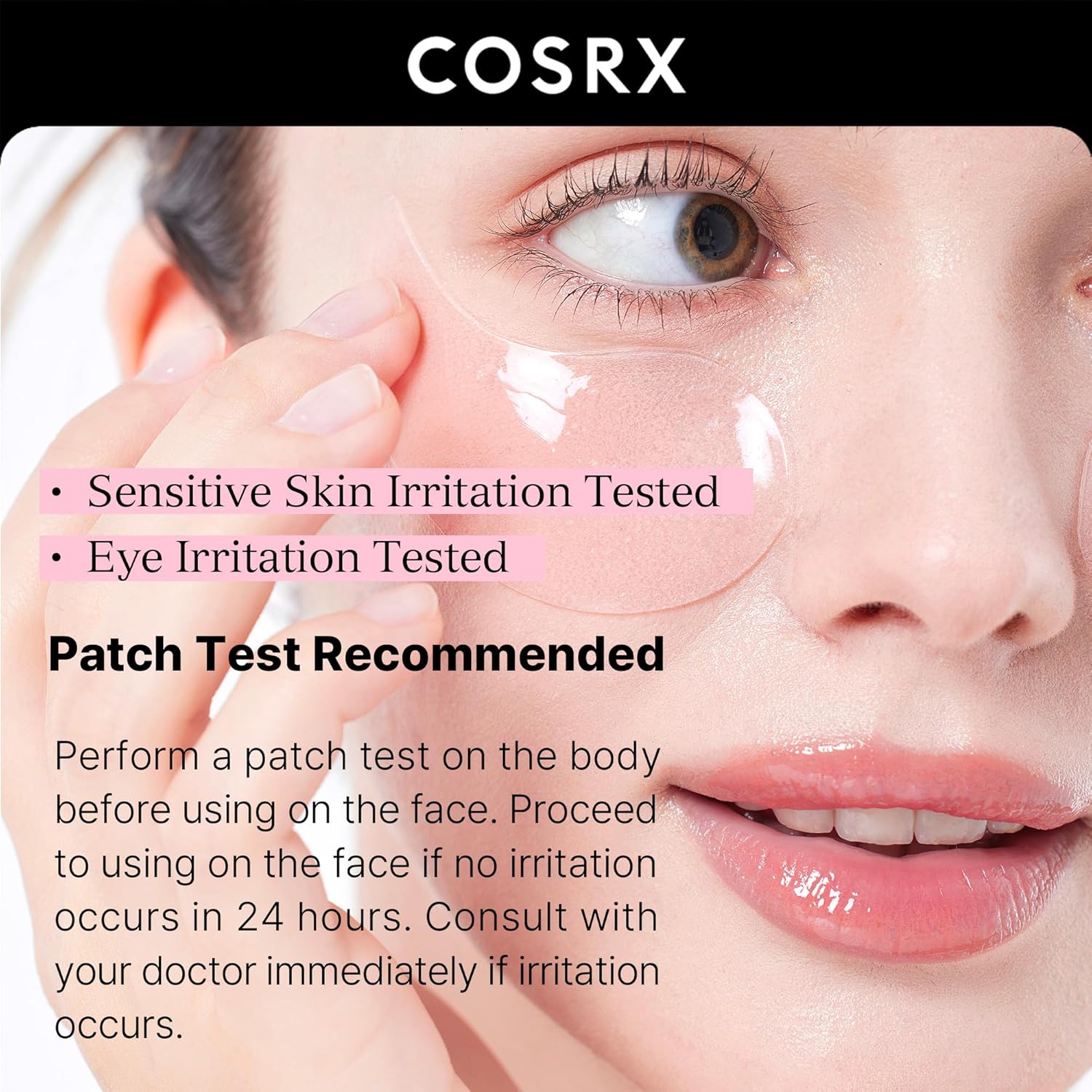 COSRX Pink Peptides Collagen Hydrogel Eye Patch for Puffy Eyes and Dark Circles