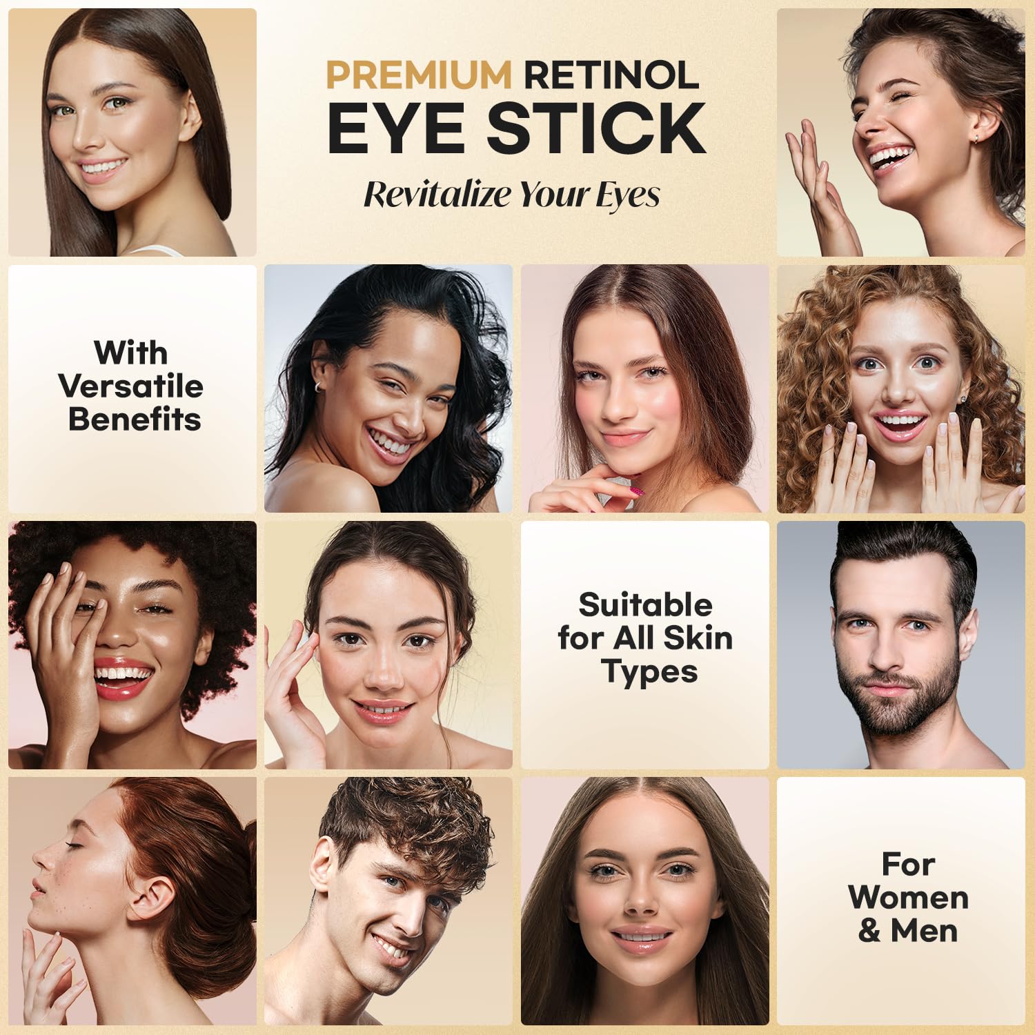 CITYGOO Retinol Eye Stick With Collagen, Hyaluronic Acid For Dark Circle, Under Eye