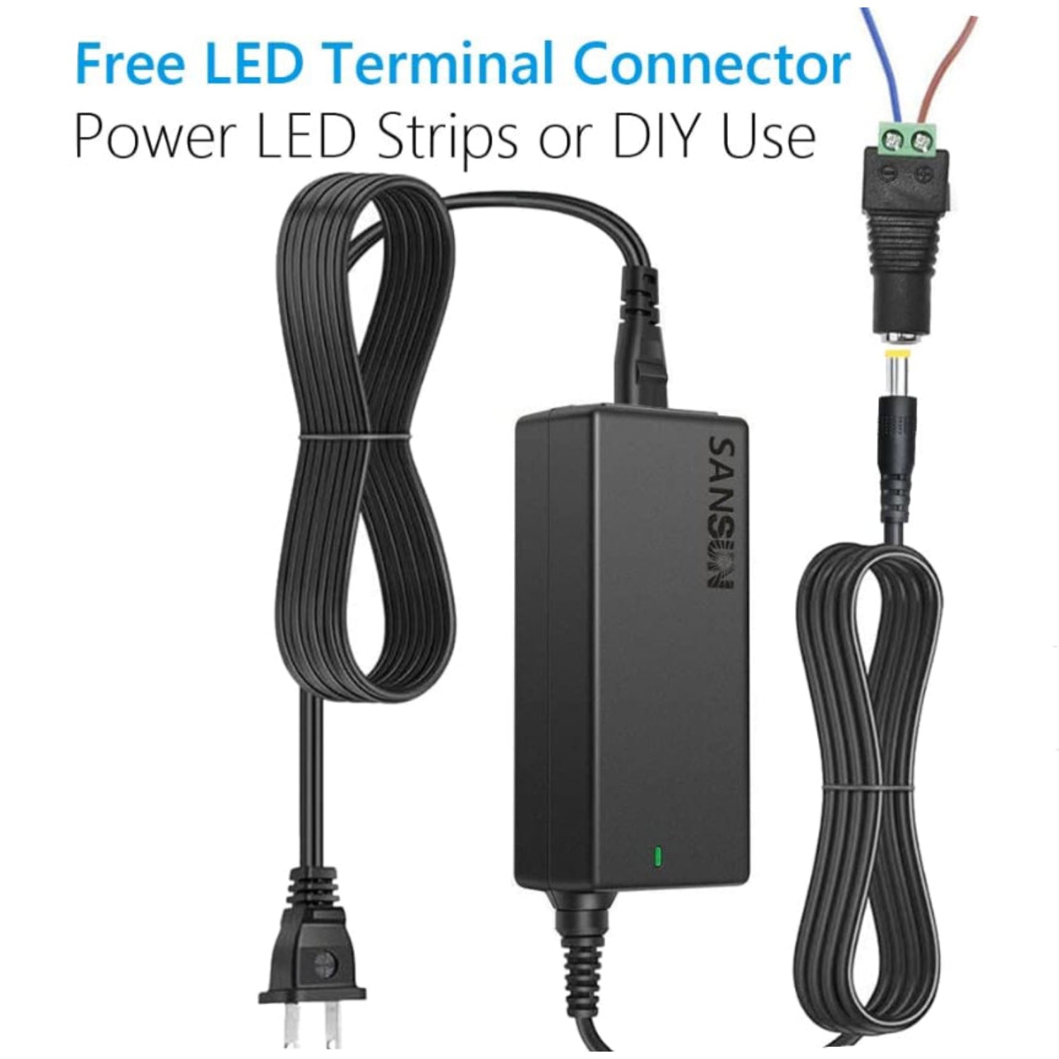 12V 5A Power Supply, AC 120V to DC12V 5.5x2.1mm Jack Converter, 12 Volt LED Driver 60W Adapter