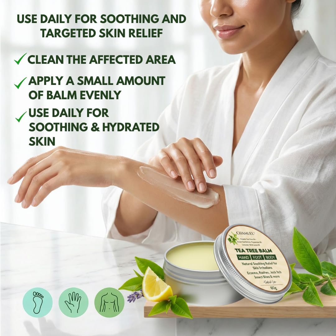 Tea Tree Oil Balm, Itchy Skin Relief for Soothing Rashes, Jock Itch