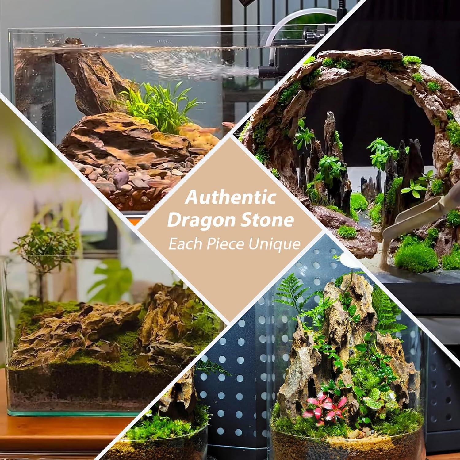 Natural dragon stone aquarium rock by ChaoLeHo, hardscape stone for fish tanks and aquariums, featuring textured, earthy appearance.
