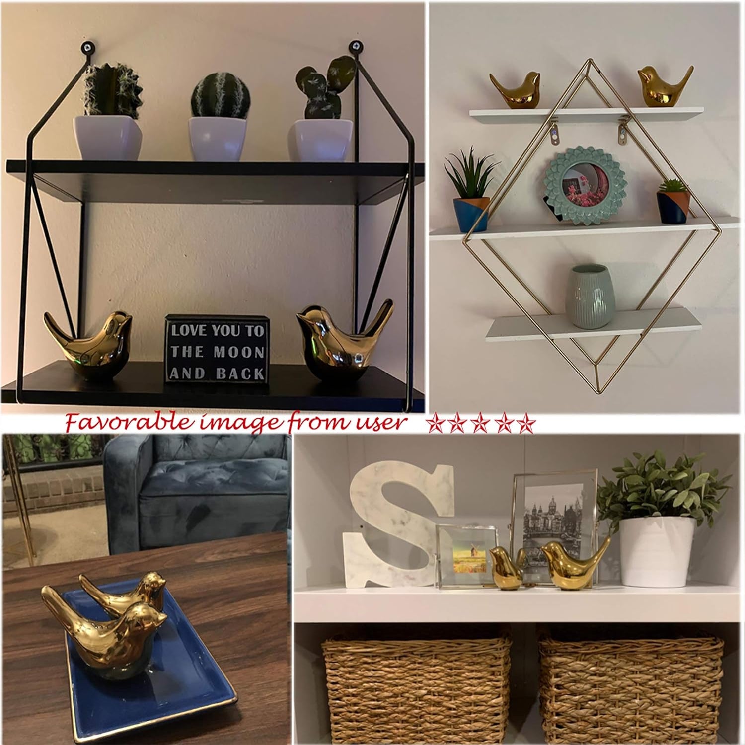 Small gold bird statues by FANTESTICRYAN, modern home decor featuring elegant bird figures for stylish interior decoration.