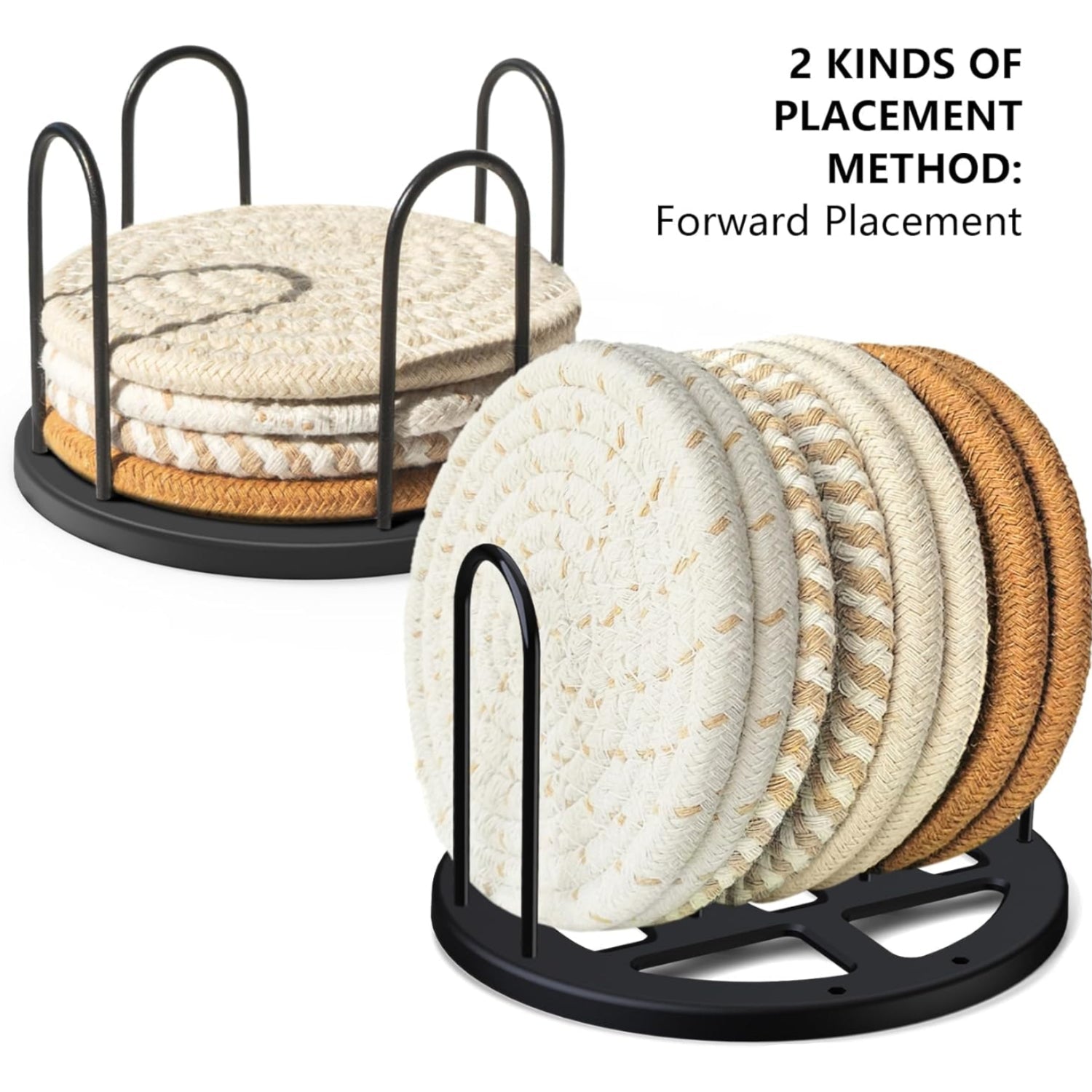 Lazebox cotton woven coaster set of 8 in four colors, absorbent drink coasters for beer, coffee, and other beverages.