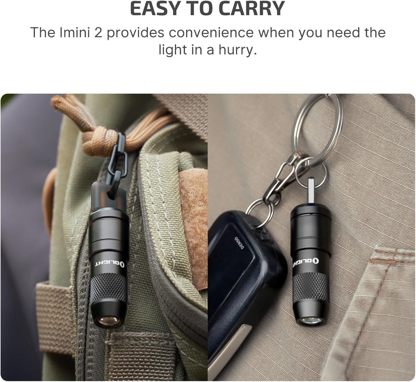 OLIGHT IMINI 2 EDC Rechargeable Keychain Flashlight, 50 Lumens Compact and Portable Mini LED Keyring Lights with Built-in Battery Ideal for Everyday Carry and Emergencies (Black)