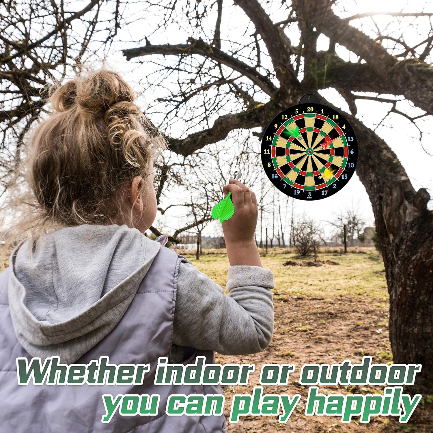 CUKU magnetic dart board with 12 colorful magnetic darts, perfect for indoor games and parties.