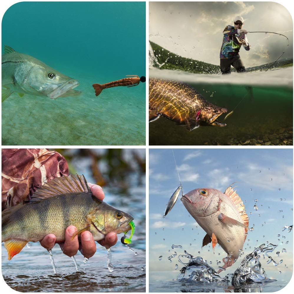 GOANDO fishing lures kit with freshwater bait tackle for bass, trout, and salmon fishing accessories, featuring various colorful lures.