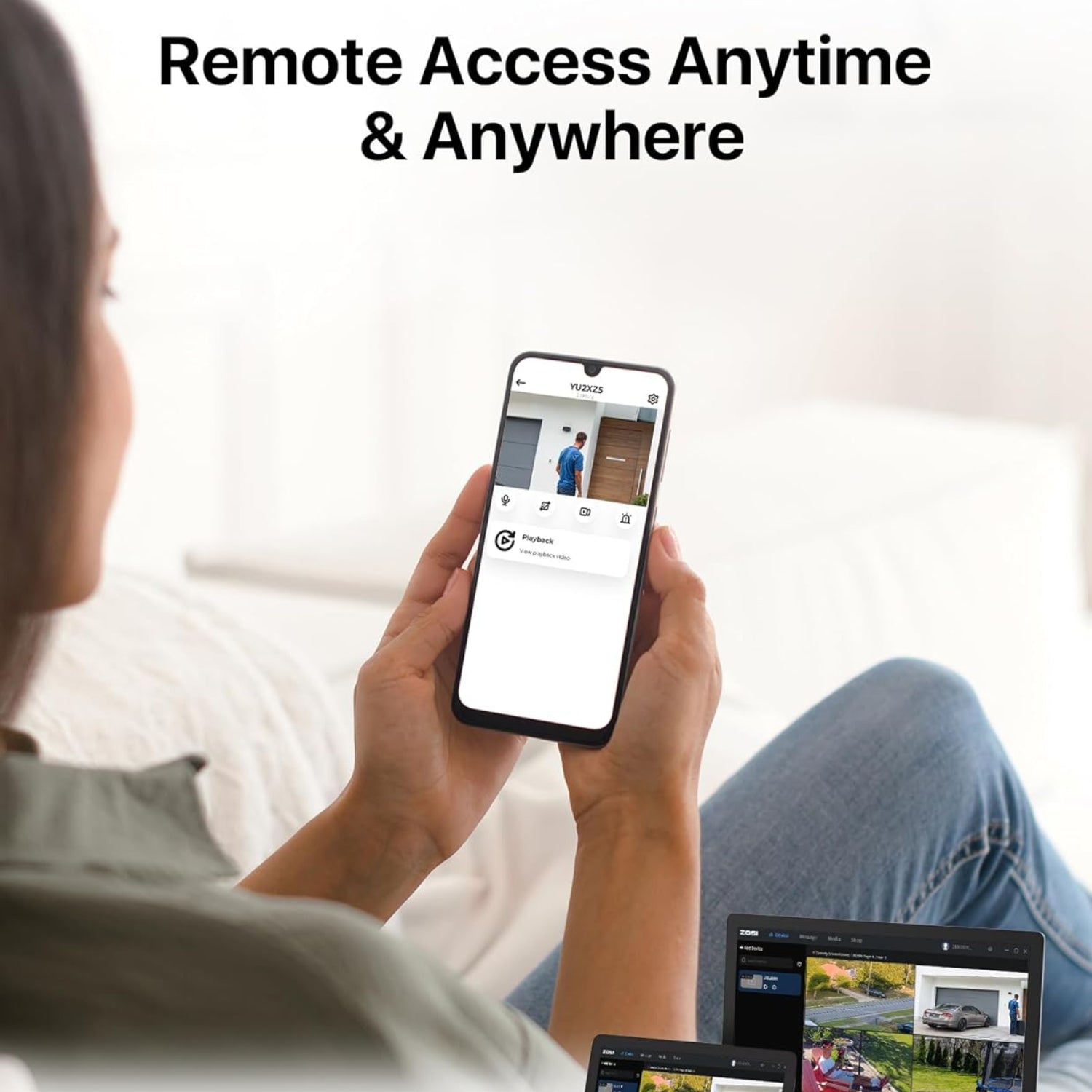 ZOSI 3K Lite security camera system with indoor/outdoor setup, AI human/vehicle detection, and night vision capability.