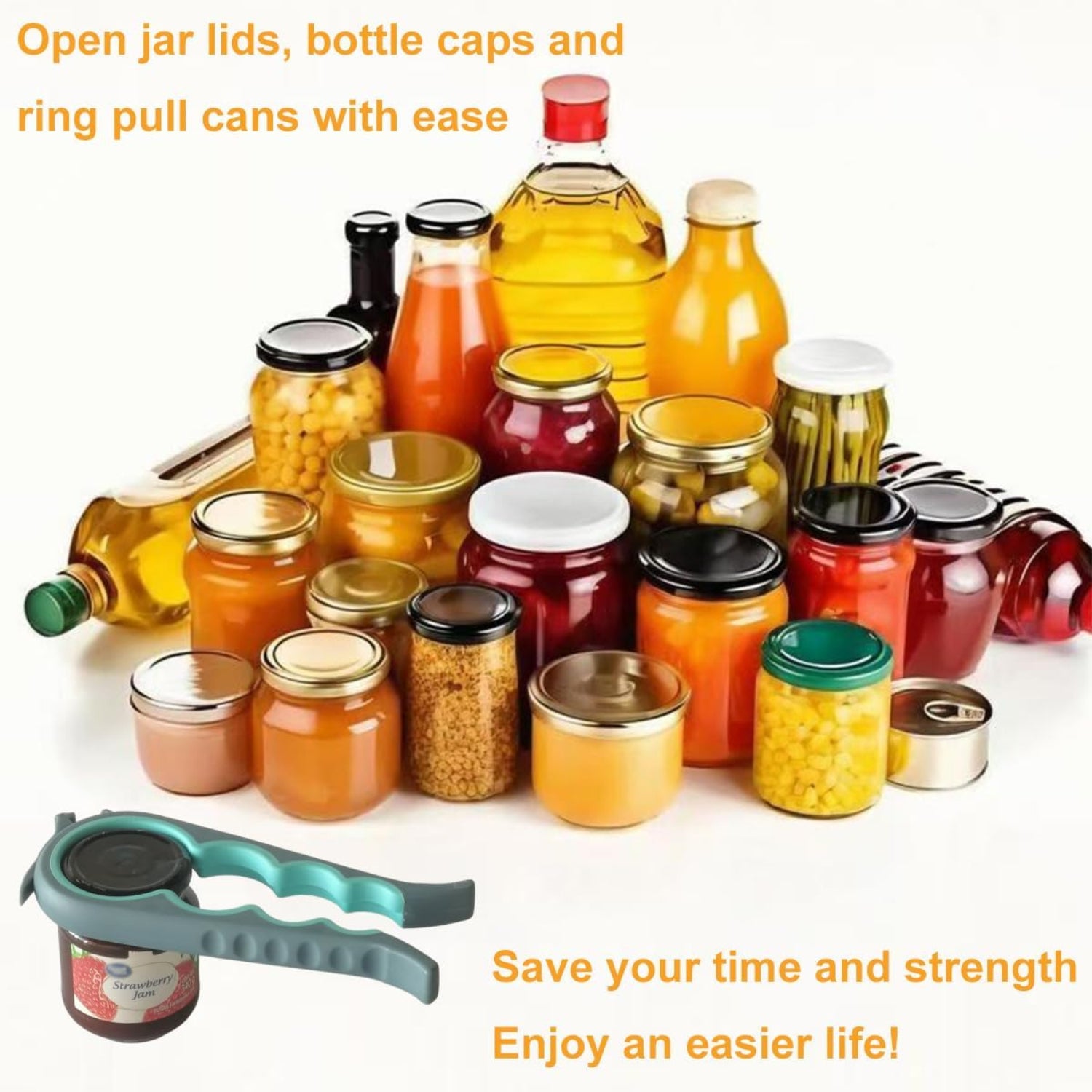Otstar Jar Opener Bottle Opener and Can Opener for Weak hands, Seniors