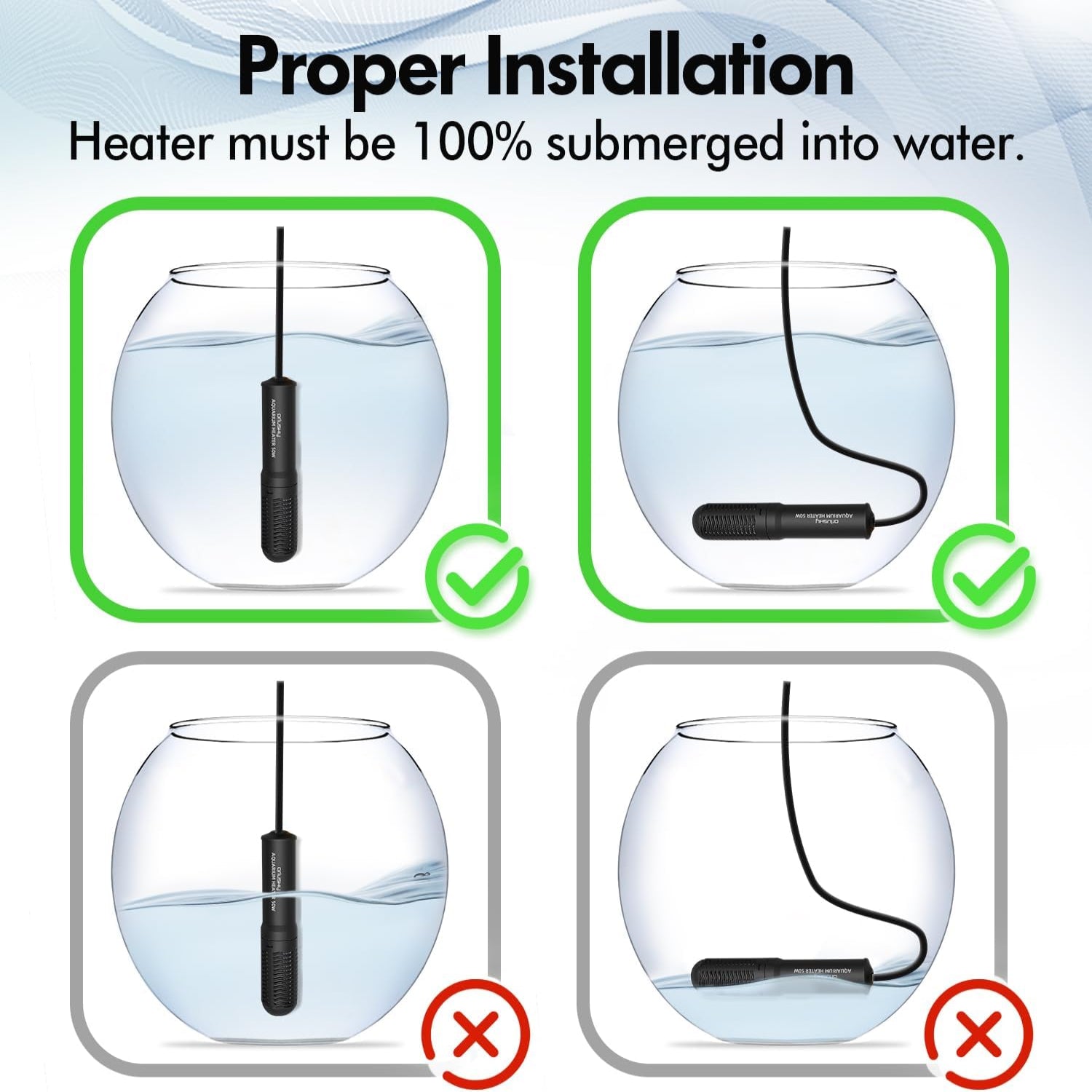 Orlushy 25W Small Submersible Aquarium Heater, Constant Temperature
